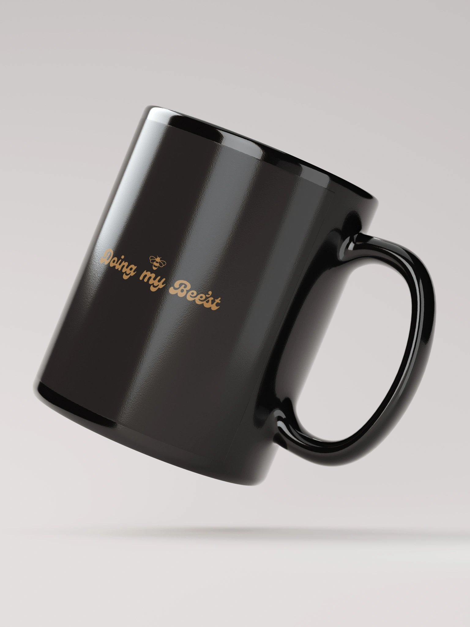 Doing my Beest - Black Mug | yellow print product image (1)