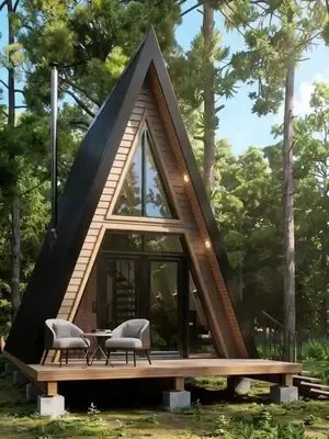 Build this unique compact A Frame house: The Ember Cabin! Featured for its sleek sharp pitch design, warm timber paneling, and amazing triangular glass facade, this stunning home brings bold architectural style to the heart of nature. From the elevated lounge deck to the open interior featuring an elegant spiral staircase, it offers maximum comfort in a modern footprint. The best part: You can build it yourself! Ready to make it a reality? Get the Full drawings & Material list in here : https://vironhomes-shop.fourthwall.com/products/af080