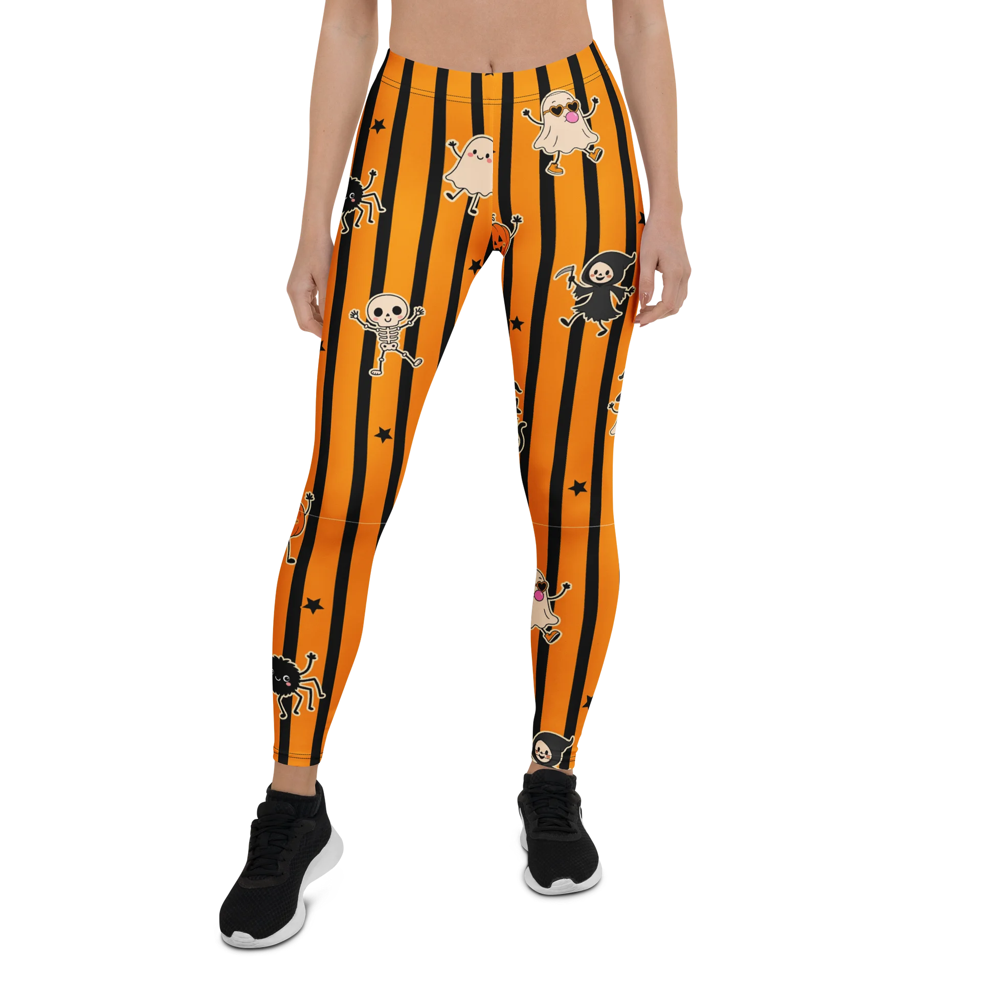 Black and Orange Striped Halloween Leggings product image (1)