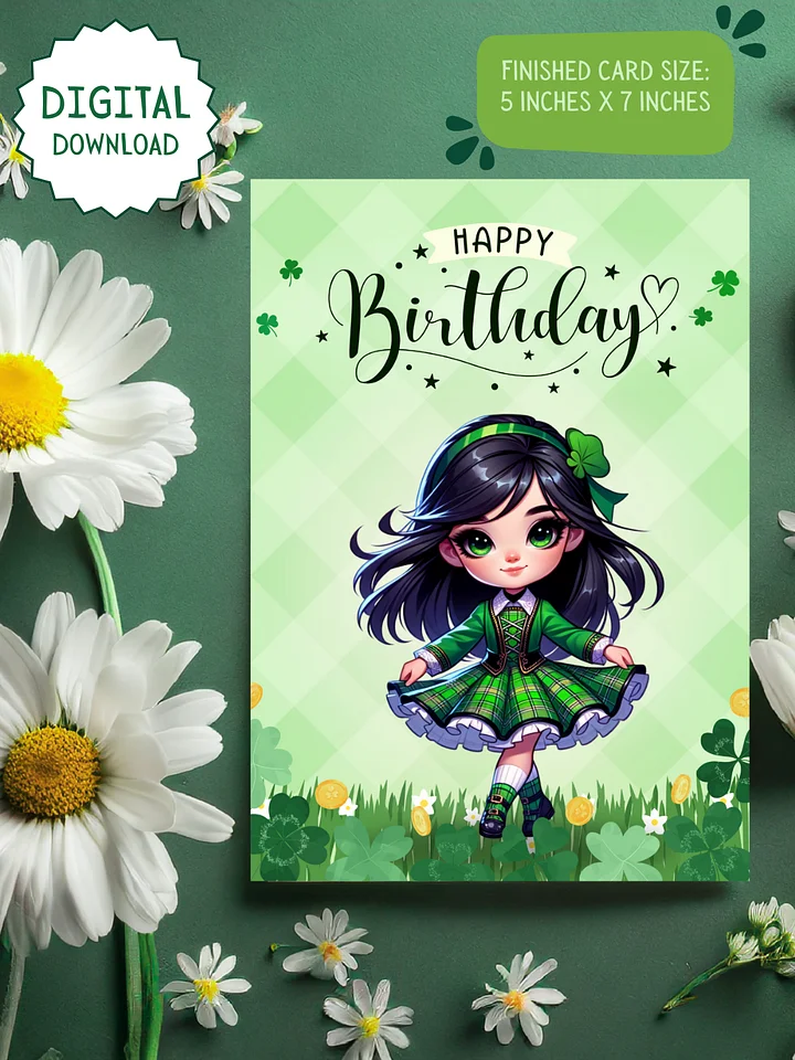 Happy Birthday Card Irish lass (digital download) product image (1)
