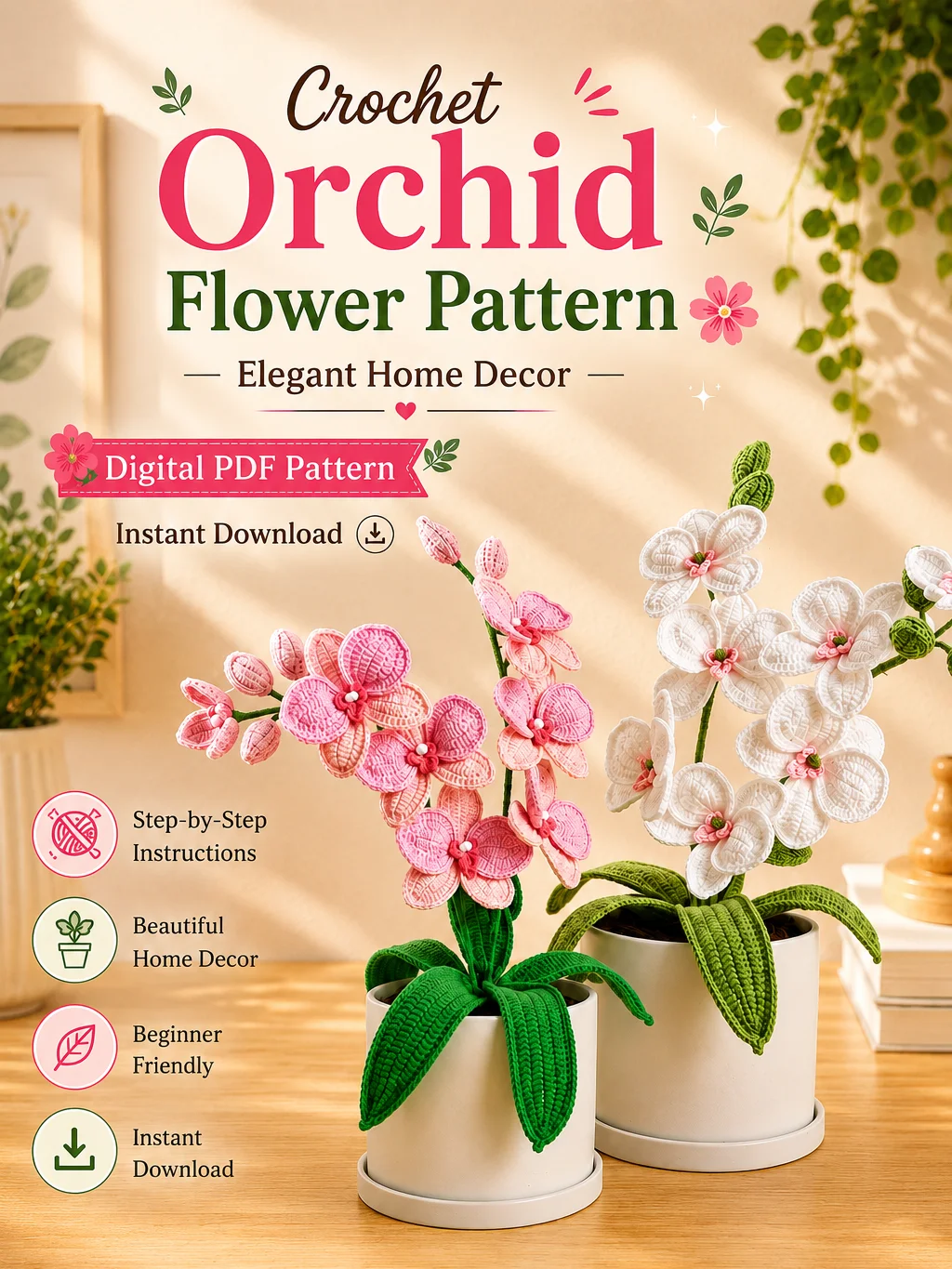 Crochet Orchid Flower Pattern product image (1)