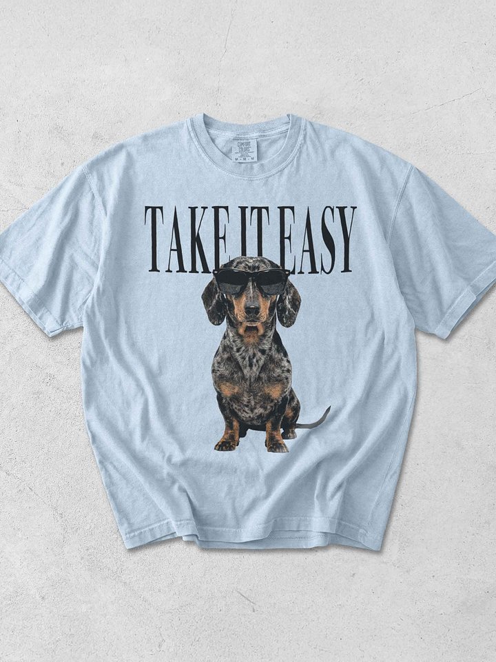 Take It Easy '90s Pop Vintage-Style T-Shirt for Dachshund(Dapple) Lovers product image (1)