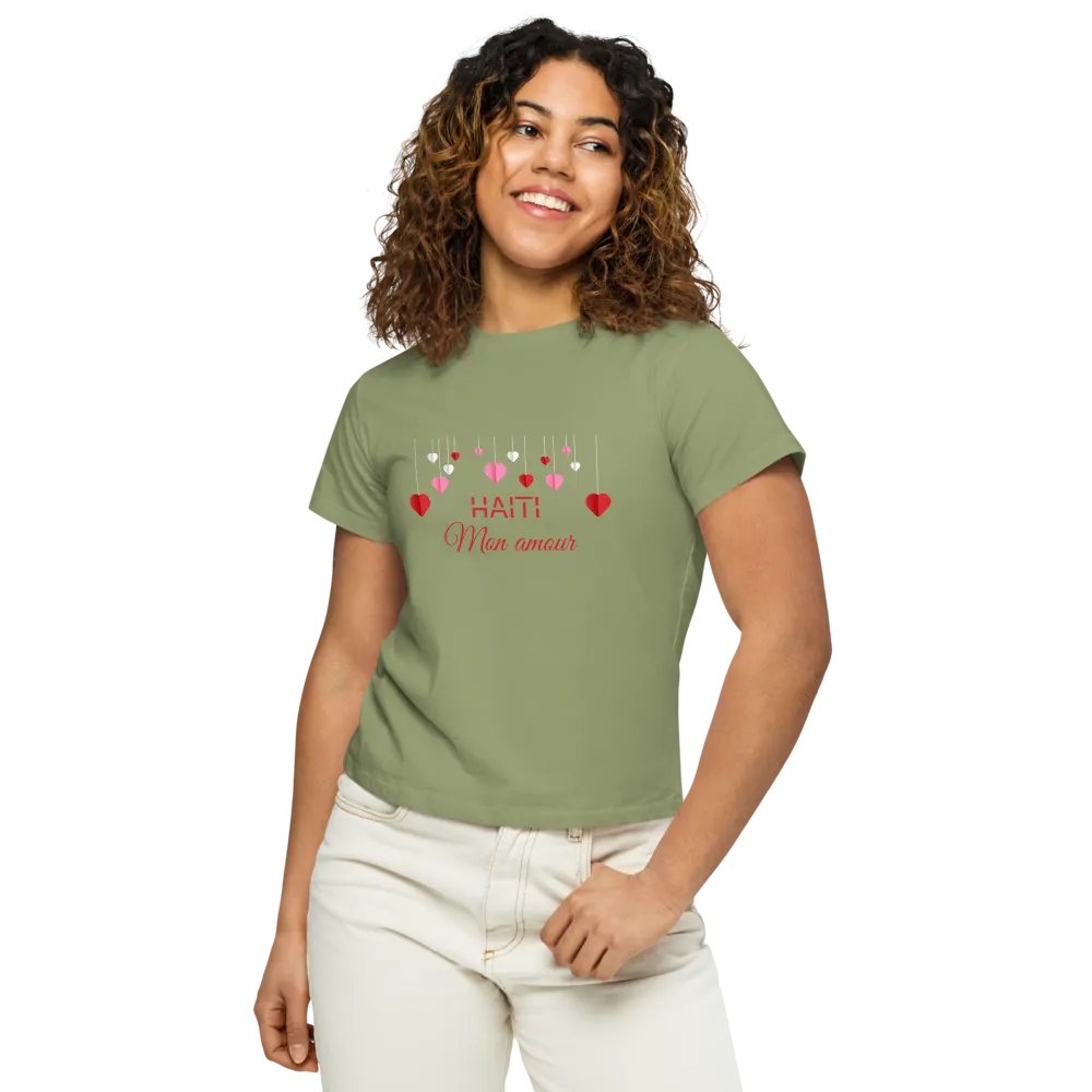 Haiti Mon Amour Women Hearts High-Waisted Tee product image (5)
