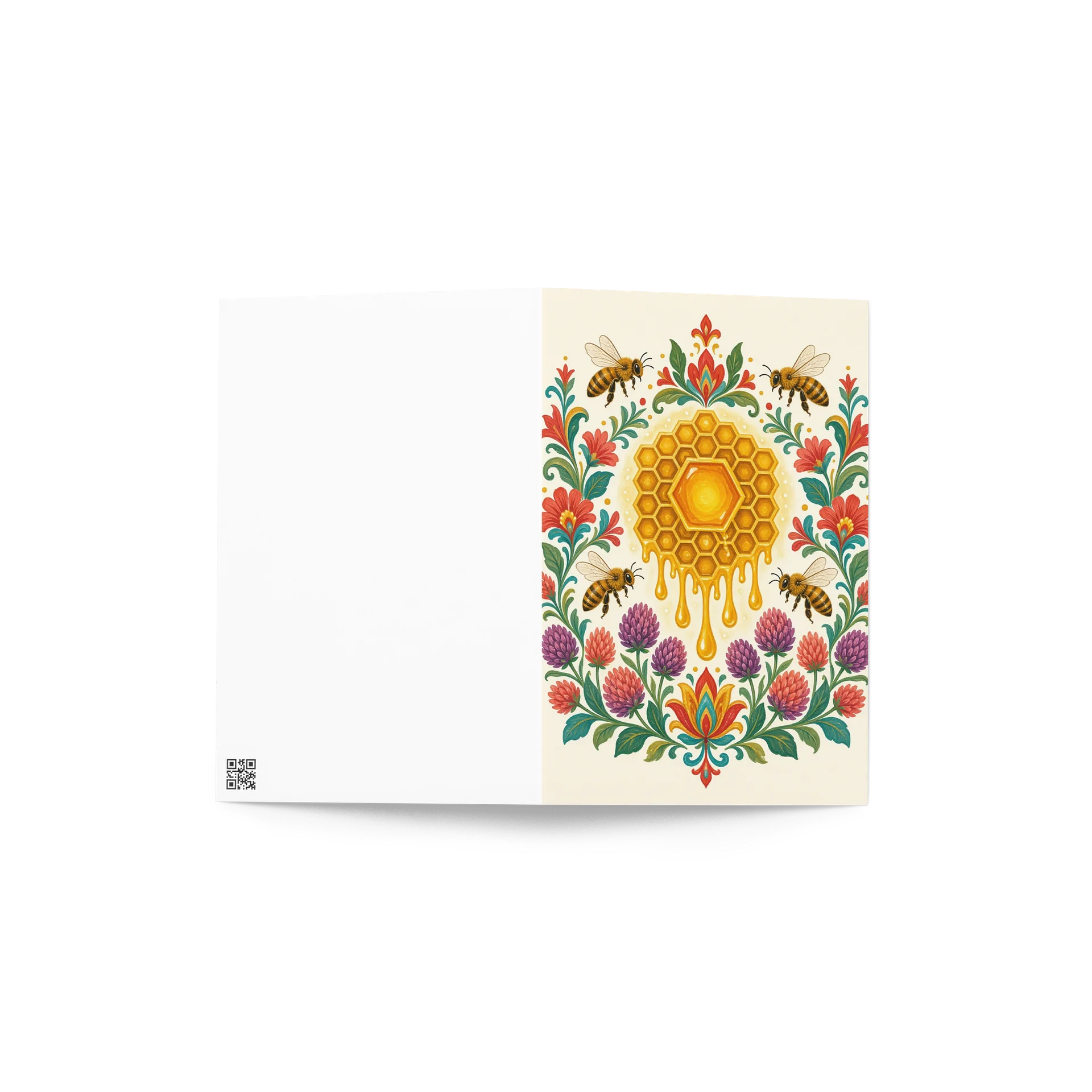 Folk Art Honeybee & Honeycomb Greeting Card product image (4)