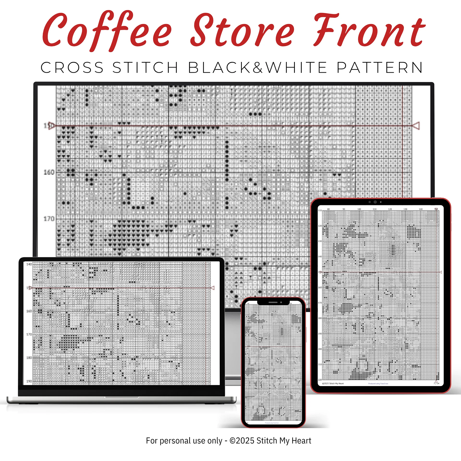 Coffee Store Front Cross Stitch Pattern product image (4)