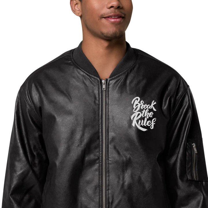 BREAK - Pixelated Portrait Faux Leather Bomber Jacket product image (1)