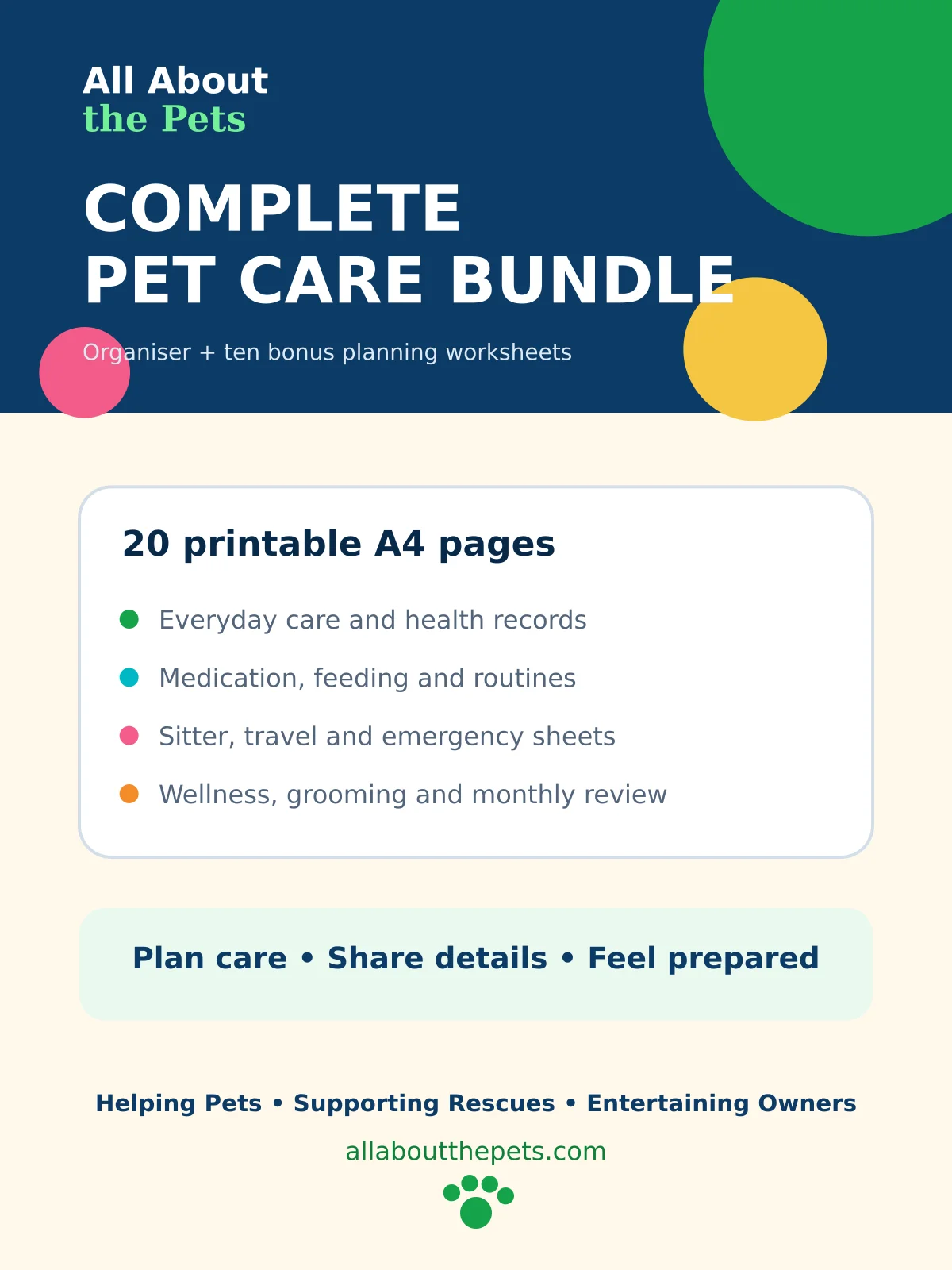 Complete Pet Care Bundle – Printable PDF product image (1)