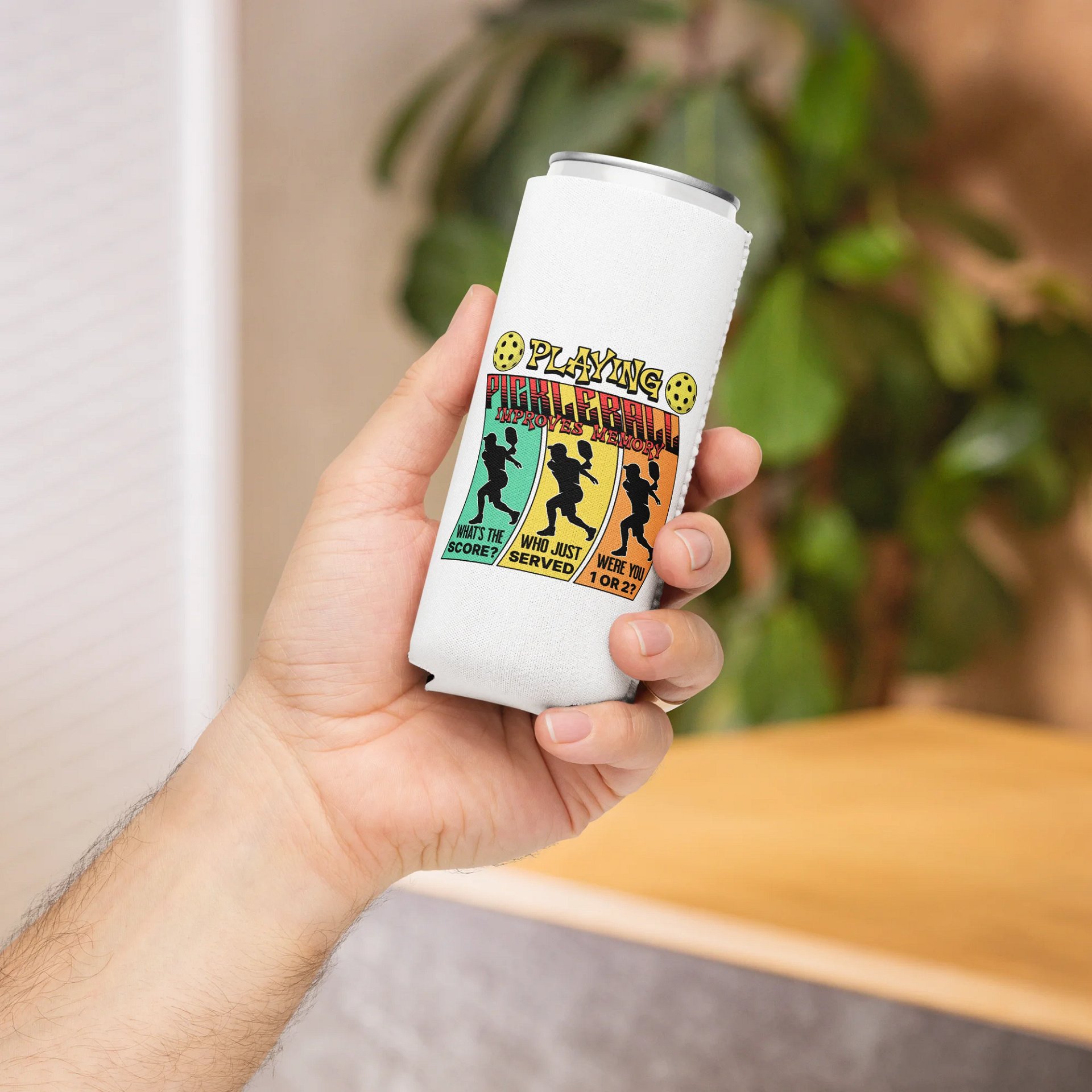 Playing Pickleball Improves Memory Ribbon Can Cooler product image (4)