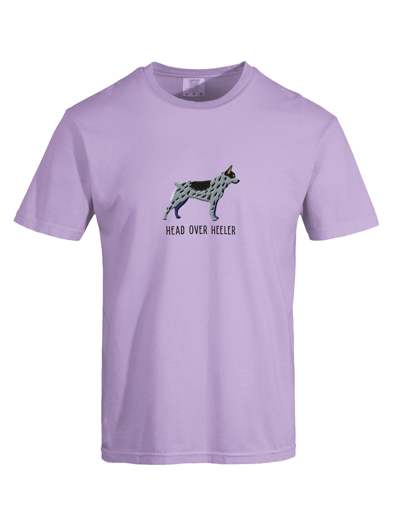 Head Over Heeler T-Shirt(Embroidered) of an Australian Cattle Dog(Blue Heeler, Docked Tail) product image (10)