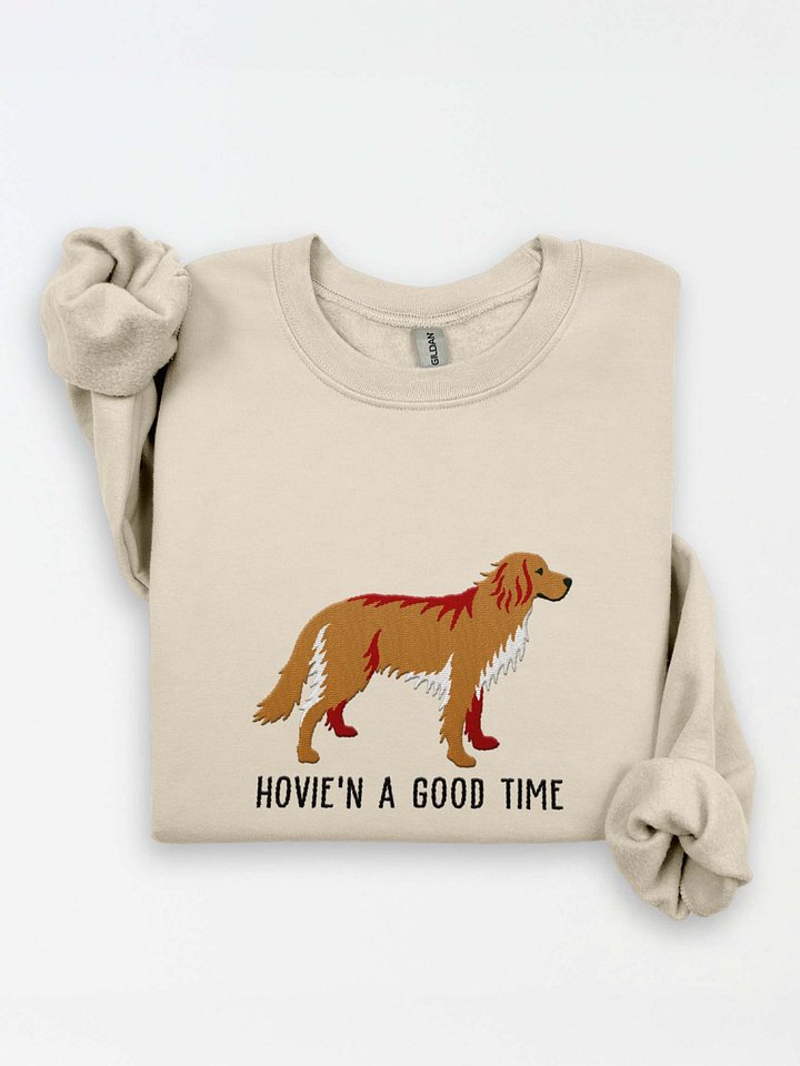Hovie'n a Good Time Sweatshirt (Embroidered) of a Hovawart(Blonde) product image (1)