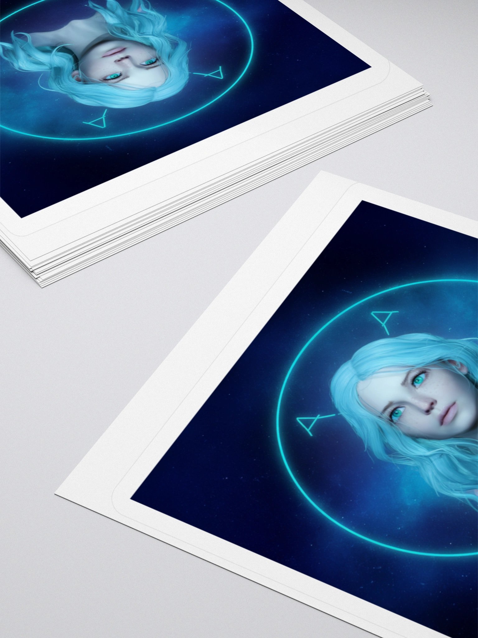 Aquarius Neon Blue Vinyl Sticker - Futuristic Digital Art product image (11)