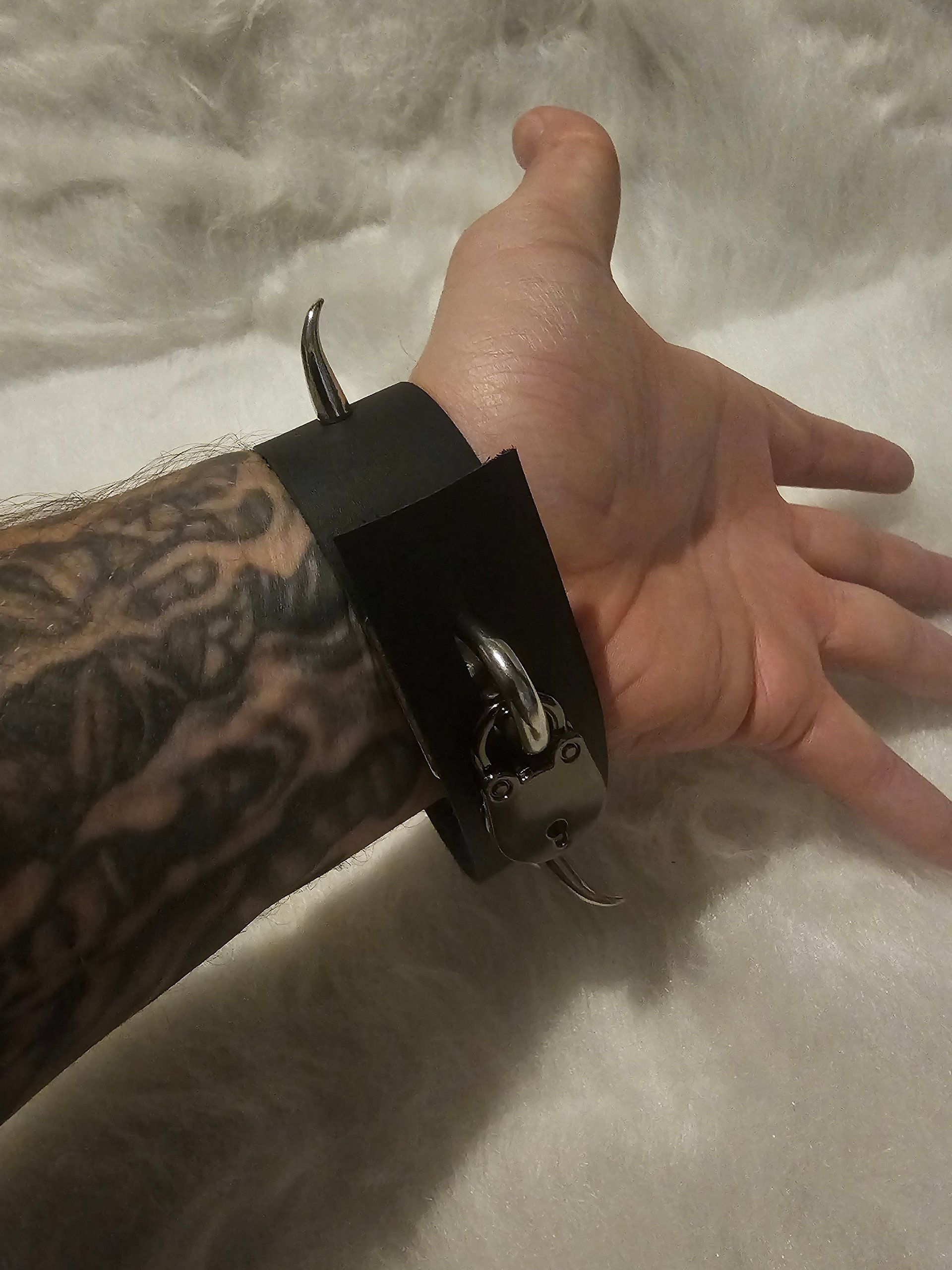 A Pair of Hand Crafted Leather Cuffs product image (3)