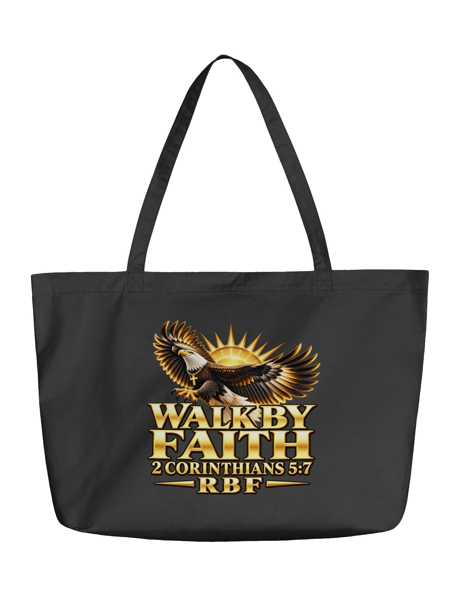 Walk by Faith Golden Eagle Large Tote — 2 Corinthians 5:7 product image (1)