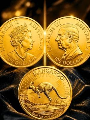 Gold Kangaroo Coin: Queen Elizabeth vs King Charles 🦘 The Gold Kangaroo changed forever. Queen Elizabeth II on one coin. King Charles III on the other. A historic transition captured in .9999 fine gold. Money Metals asks: Which Australian Gold Kangaroo would you rather own? #gold #golcoins  #kangaroo #queenelizabethII #kingcharlesIII #perthmint #bullion #coincollecting #numismatics #goldbullion #coins