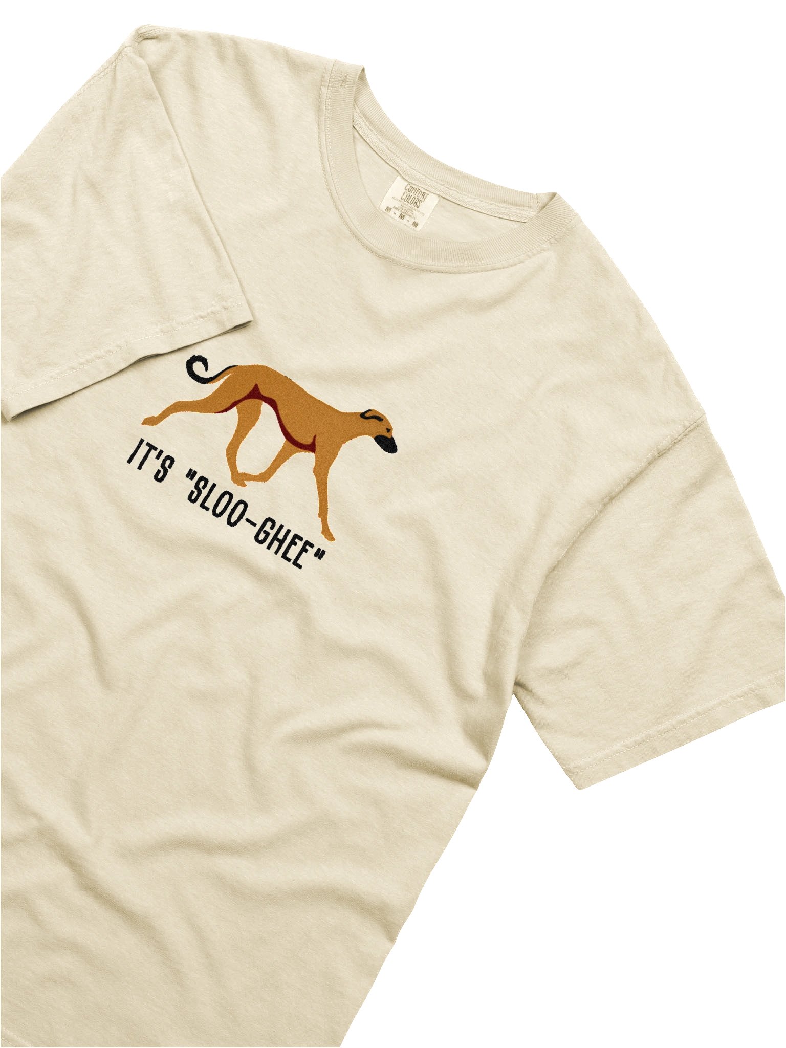 It's Sloo-Gee T-Shirt(Embroidered) of a Sloughi(Tan) product image (8)