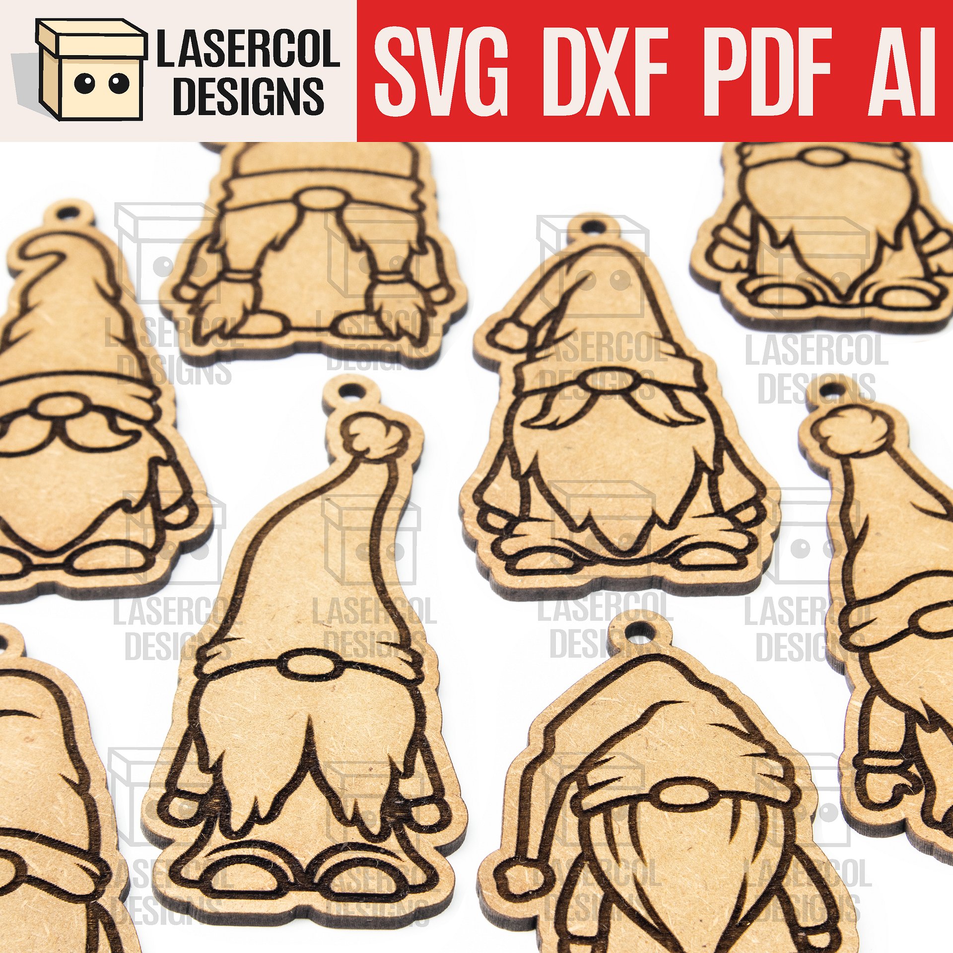 Christmas Gnomes Ornaments - Laser Cut Files product image (1)