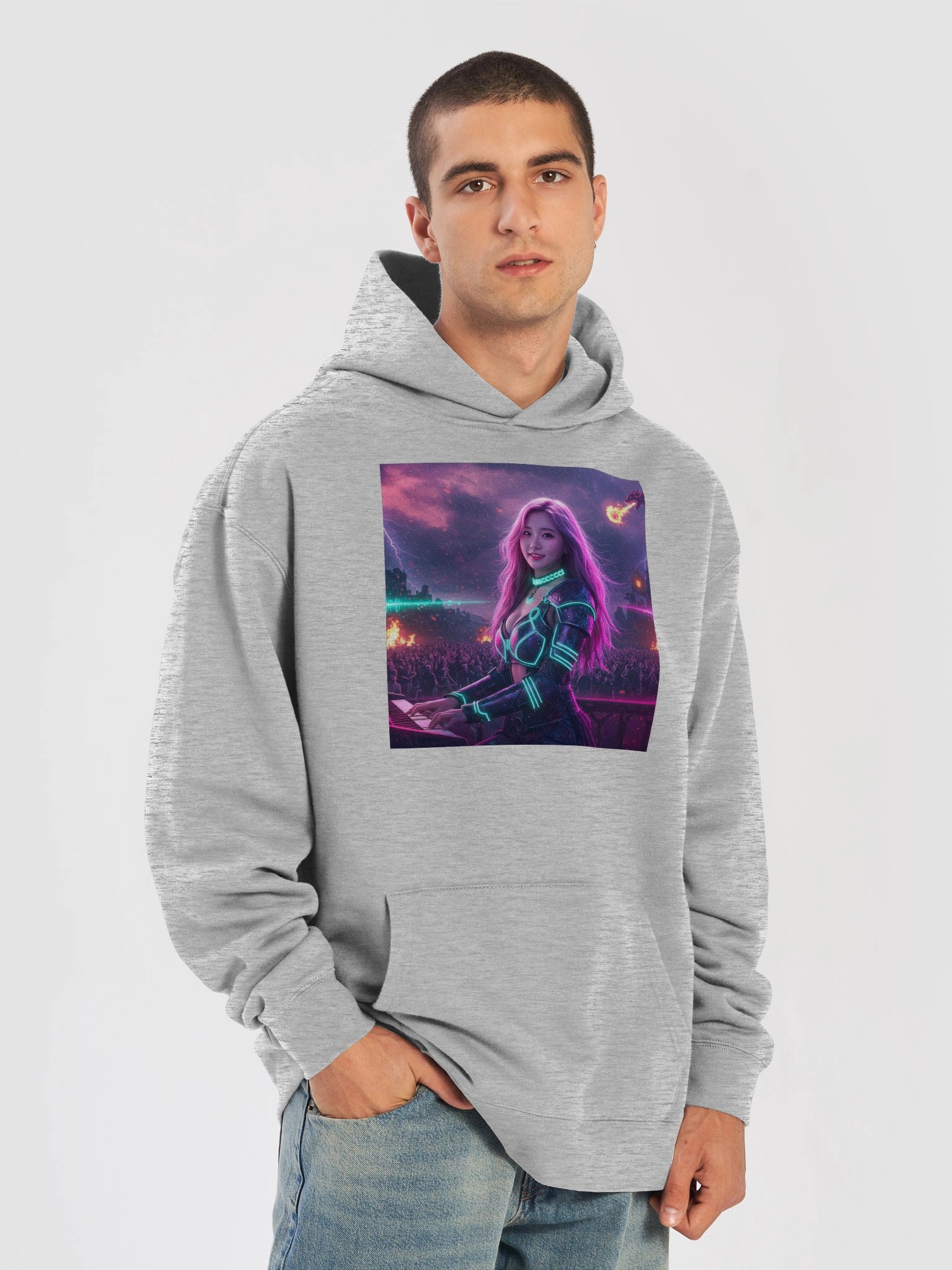 Deltasona Unisex Premium Hoodie (80% Cotton) - White product image (7)