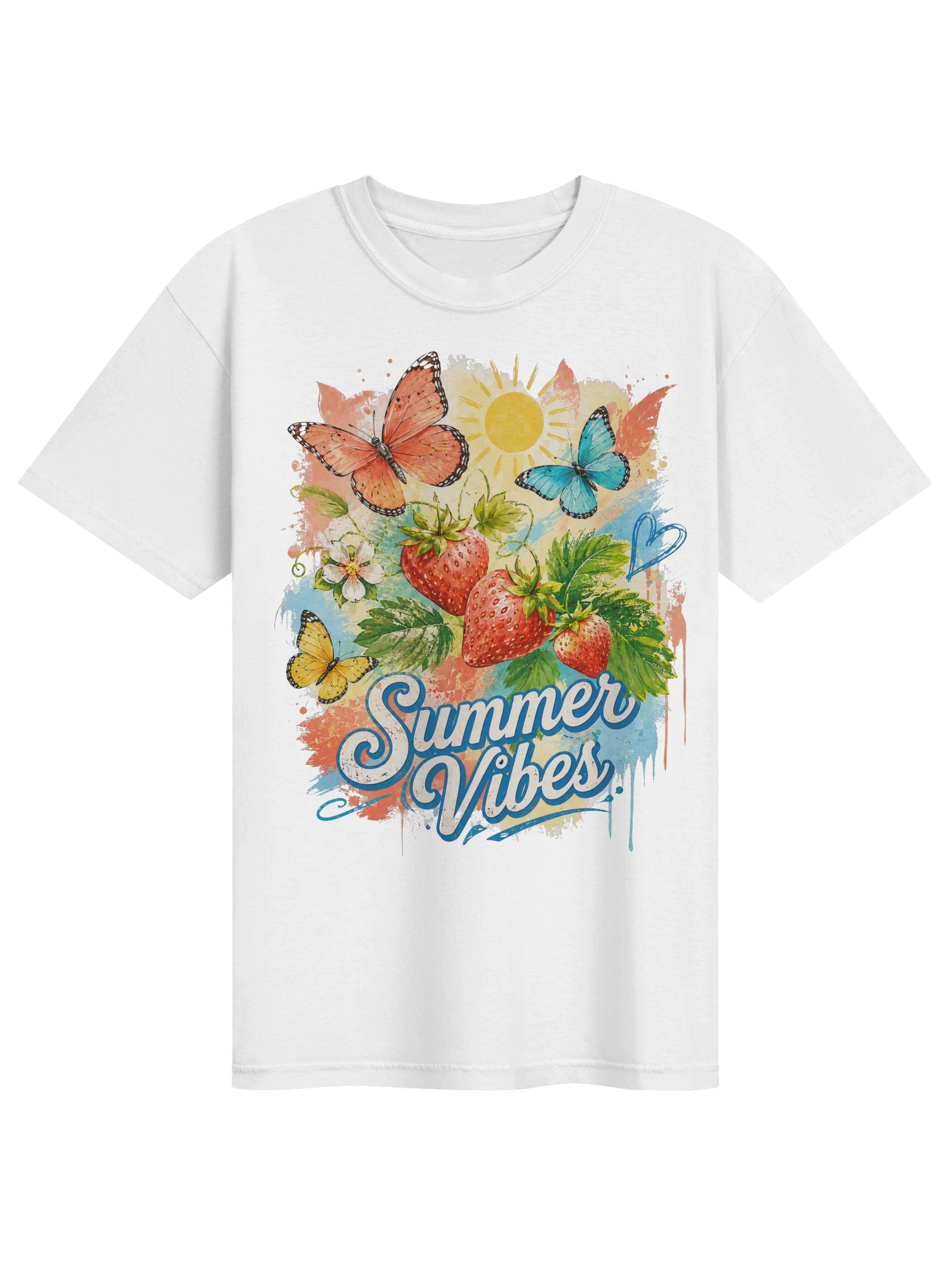 Summer Vibes Strawberry Watercolor Tee product image (2)
