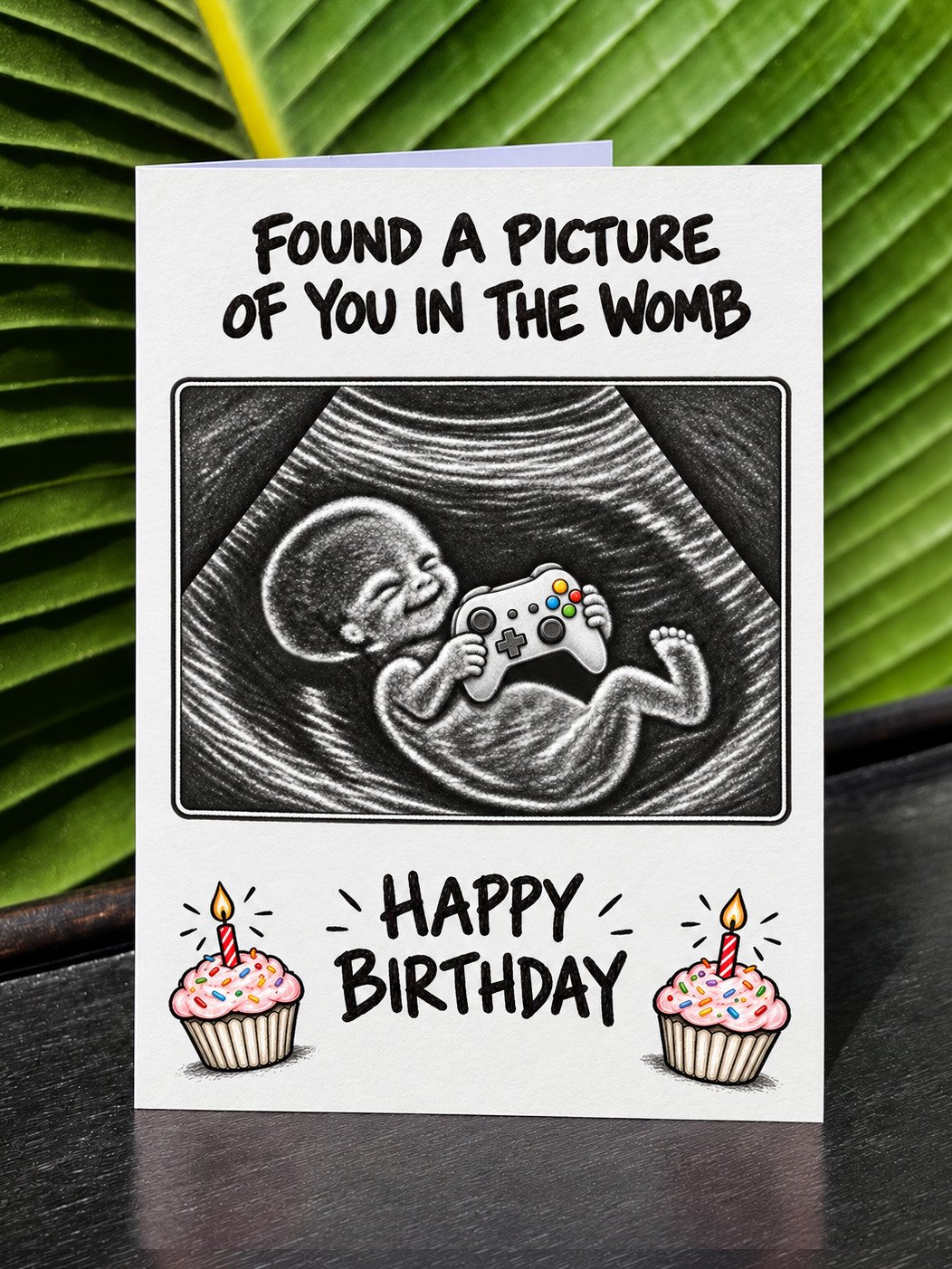 FUNNY VIDEO GAME LOVER BIRTHDAY CARD | Gamer Humor, Ultrasound Baby Illustration In The Womb product image (1)