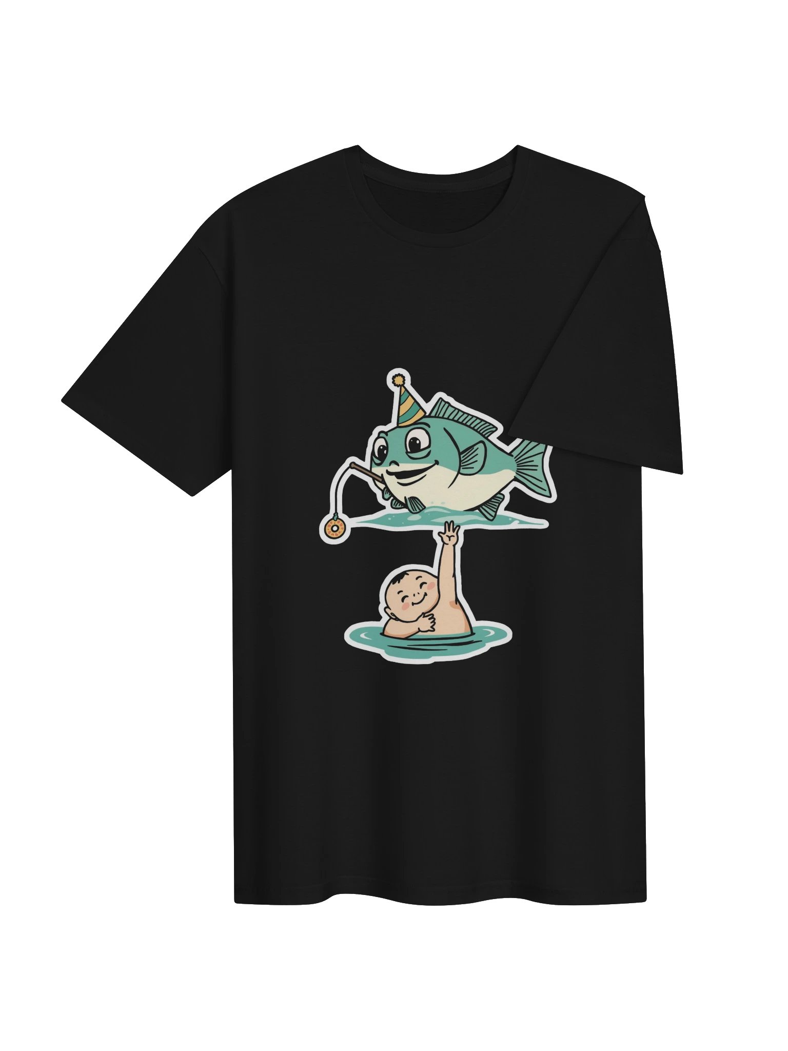 Funny Fishing Shirts – Fish Fishing for a Human With a Donut product image (4)