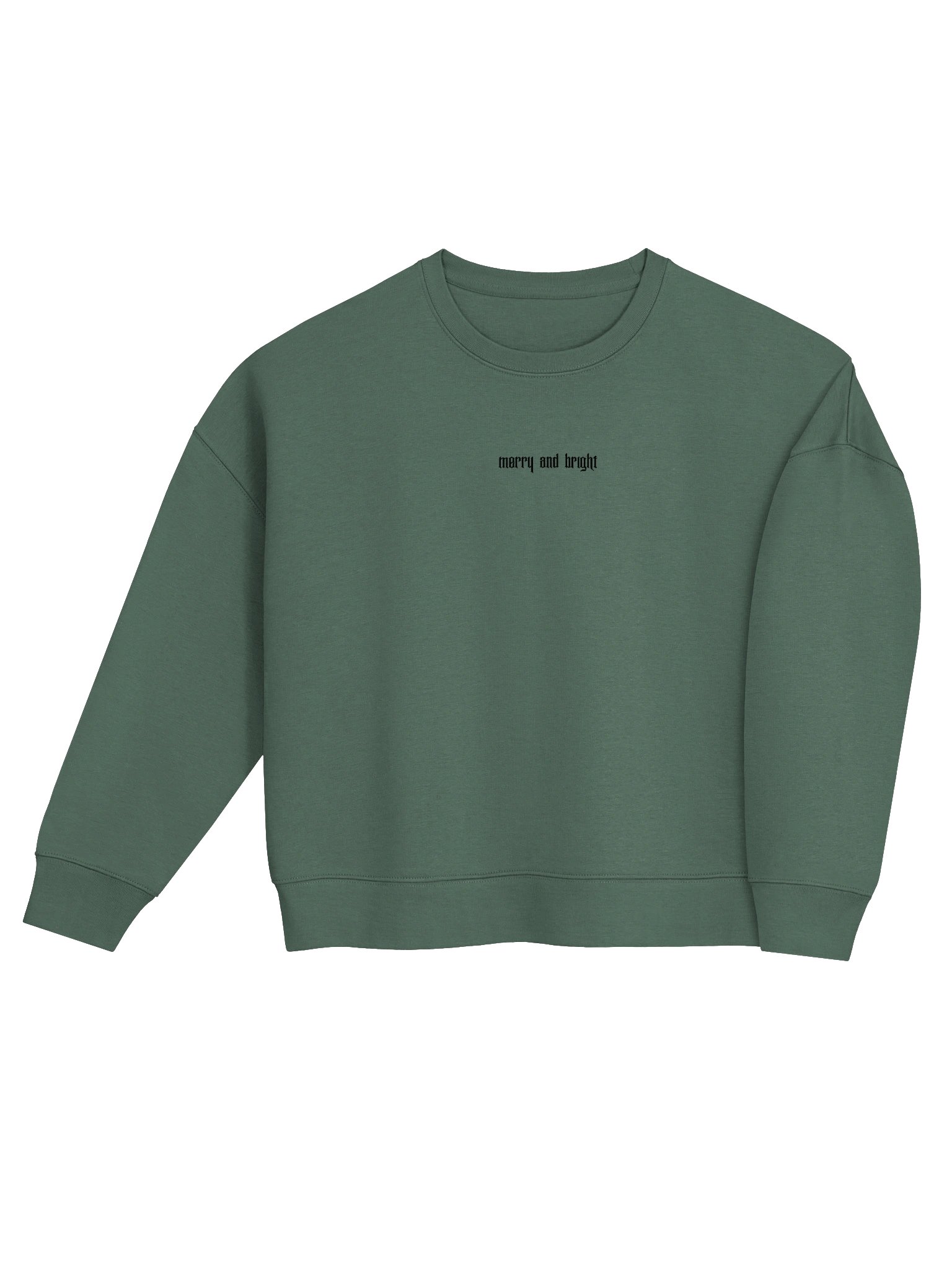 Embroidered Merry and Bright Sweatshirt, Alternative Christmas Crewneck with Blackletter Text, Organic Cotton Women's Sweater product image (5)