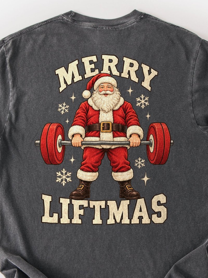 Merry Liftmas Santa Oversized Gym Tee | Christmas Gym Shirt product image (2)