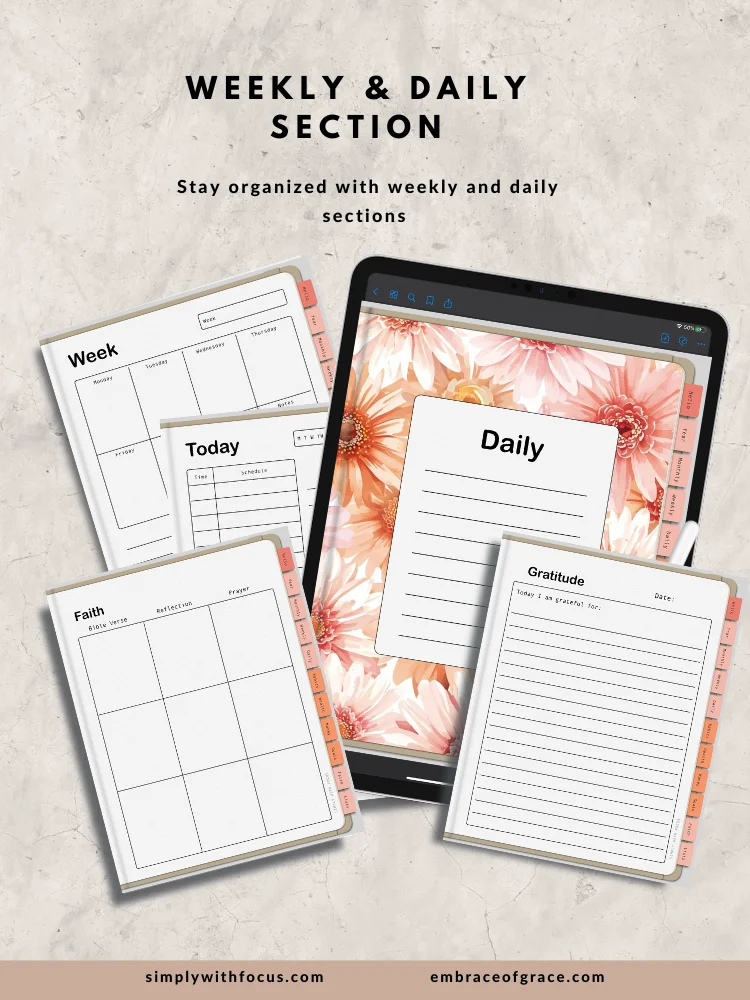 Faith‑Inspired Digital Planner for Everyday Organization (Pink Floral Edition) product image (6)