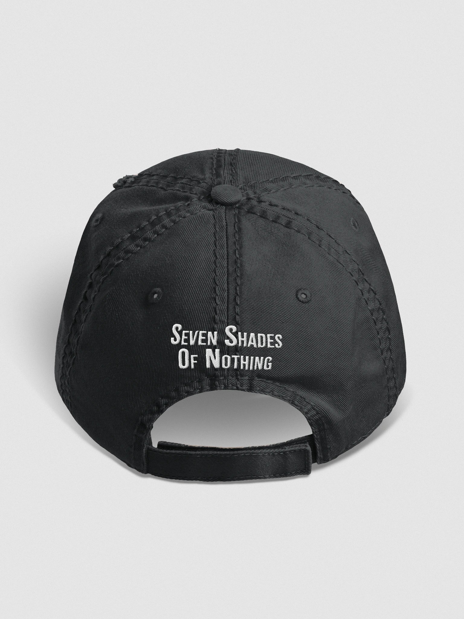 “Wake Up” embroidered distressed cap – black grunge dad hat from Seven Shades of Nothing – Otto Distressed Dad Hat product image (12)