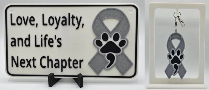 🩶 Gray Awareness Bundle | Ribbon Sign + Keychain product image (1)