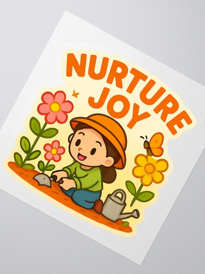Wholesome Gardening Sticker – “Nurture Joy” with Cute Cartoon Girl product image (6)