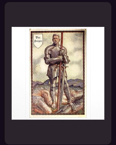 REKLAM. Jag vet vad du behöver! Sankt Conrad-propaganda! Se hans fasta blick, greppet om lansen och den episka inramingen. Sa...