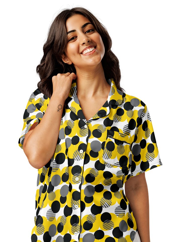 Cozy Chic Modern Geometric Polka Dot All-Over Print Women's Pajama Shirt product image (2)