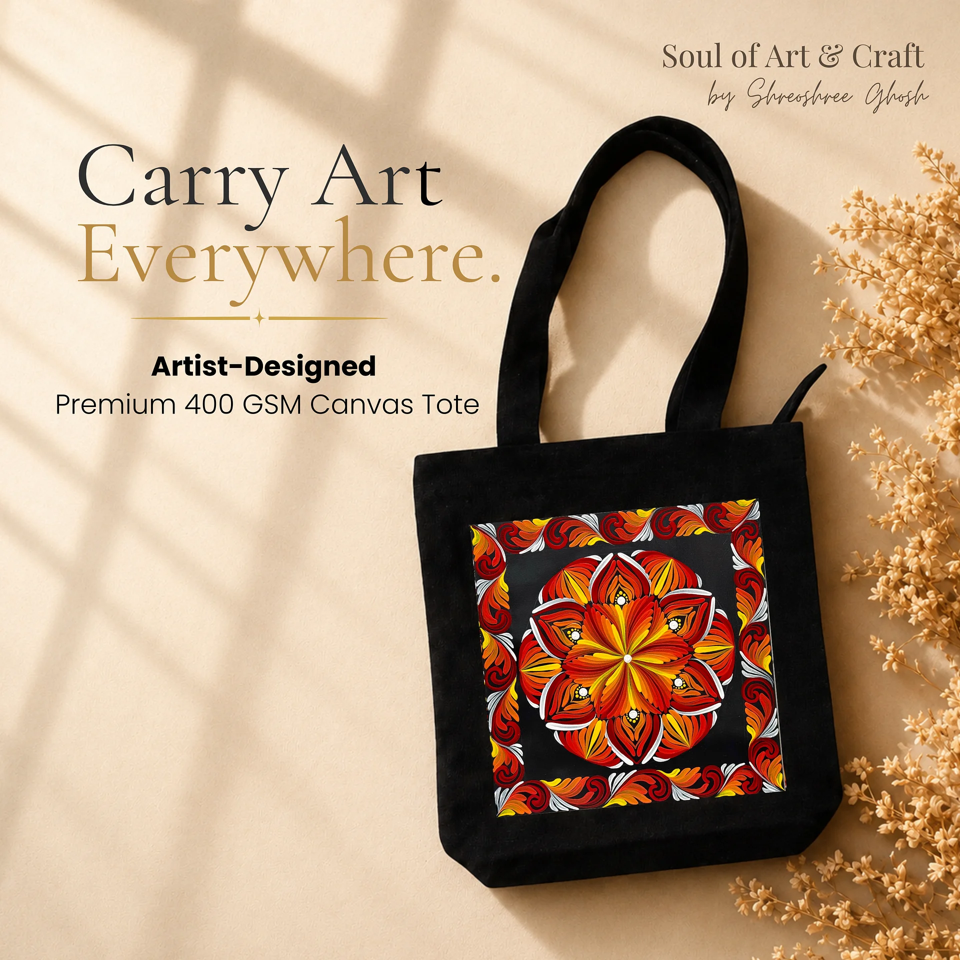 Red Mandala Art Print Canvas Tote Bag product image (1)