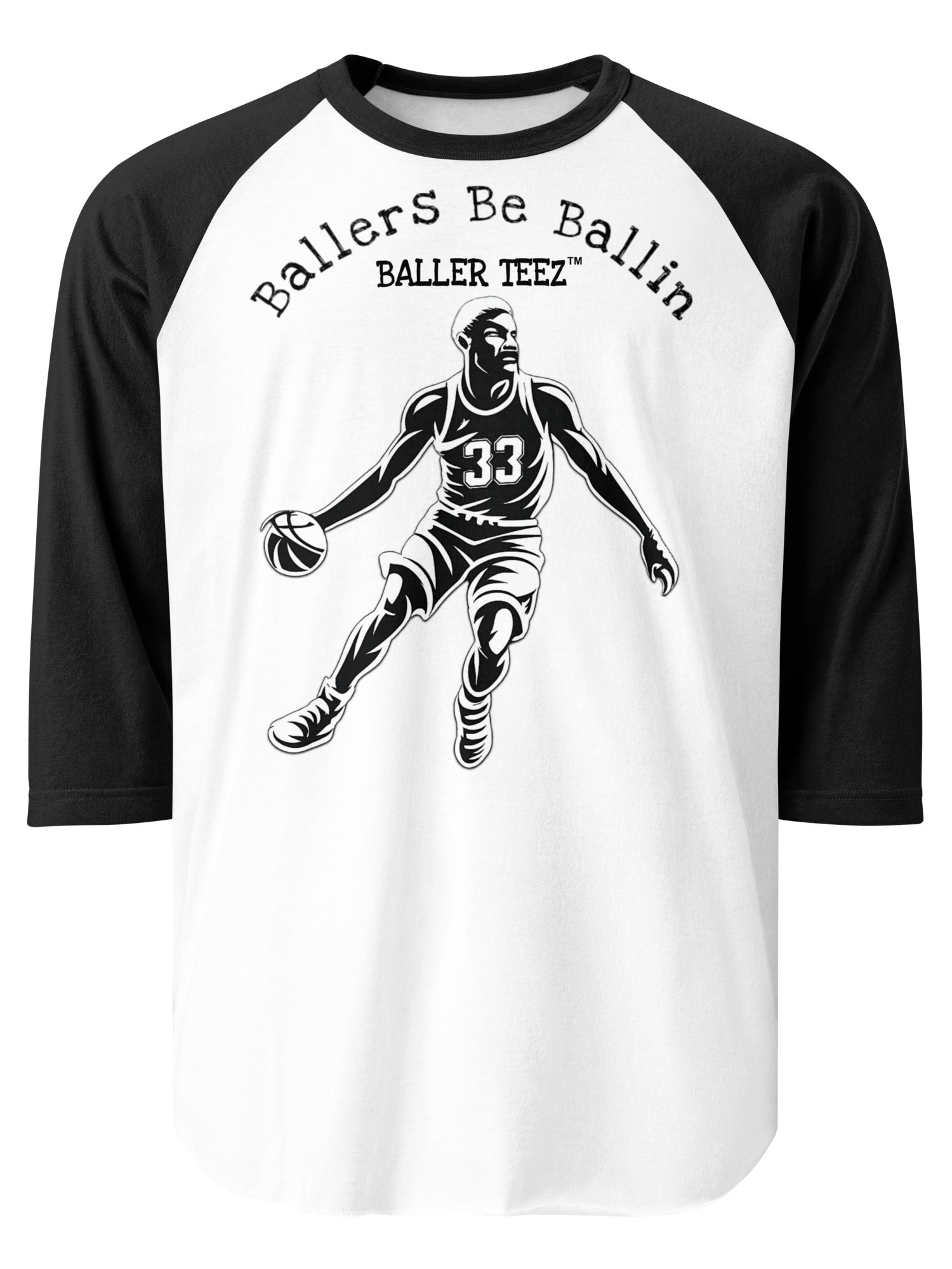 Baller Teez 33 Unisex 3/4 Sleeve Raglan Shirt product image (1)