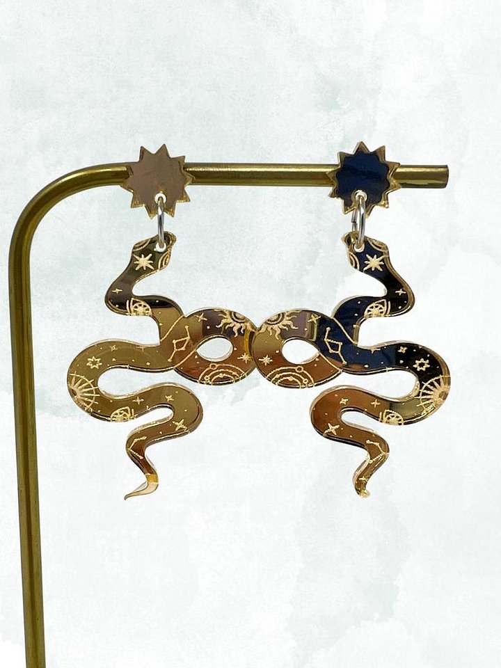 Mystical Snake Earrings (Gold Mirror) product image (1)