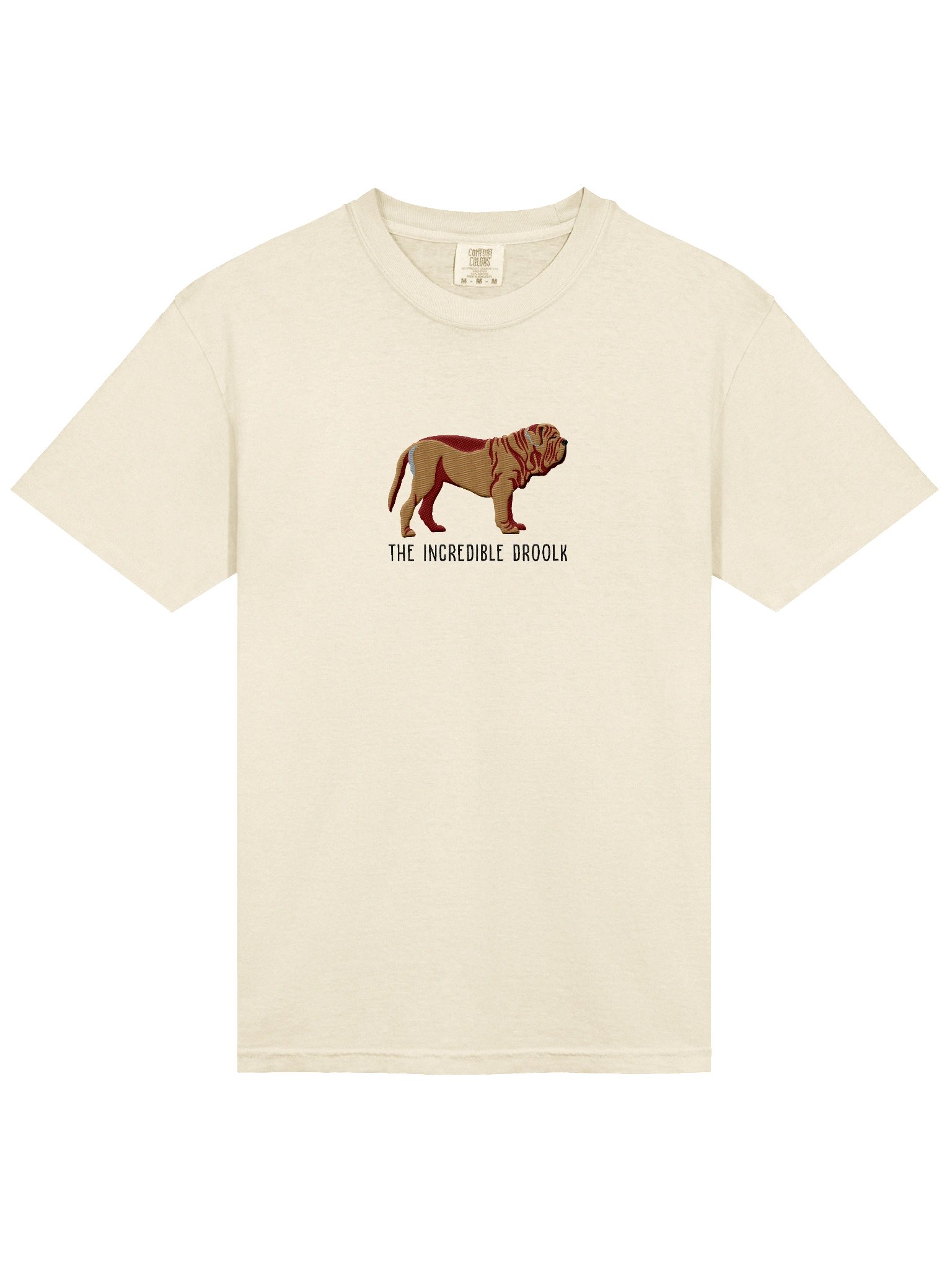 The Incredible Droolk T-Shirt(Embroidered) of a Neapolitan Mastiff(Tan) product image (6)