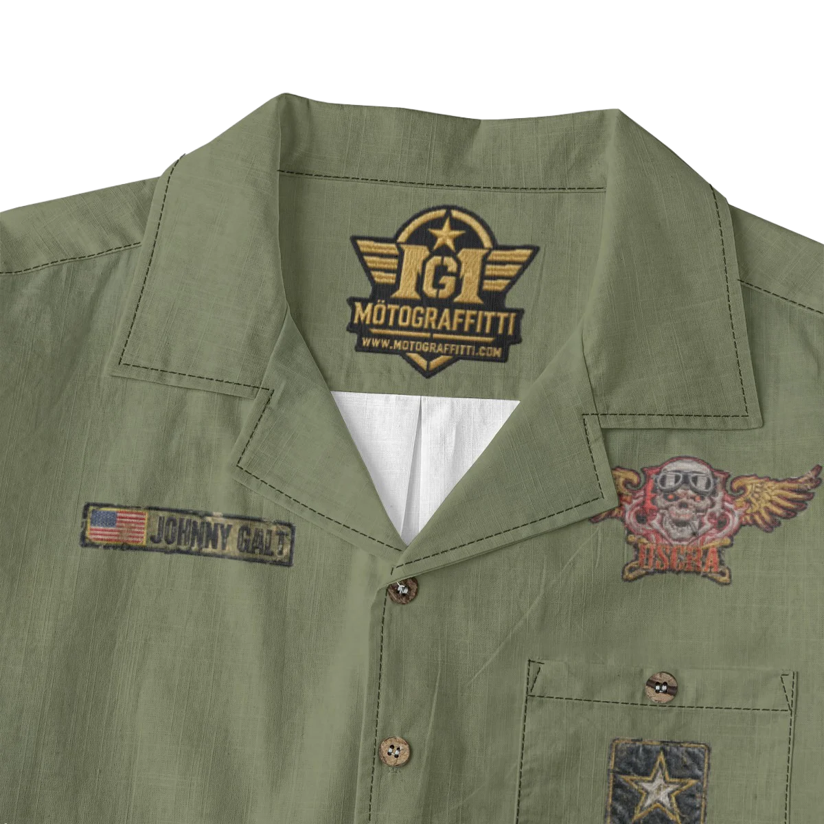 USCRA Premium OD Green Distressed Club Shirt 100% Cotton product image (4)