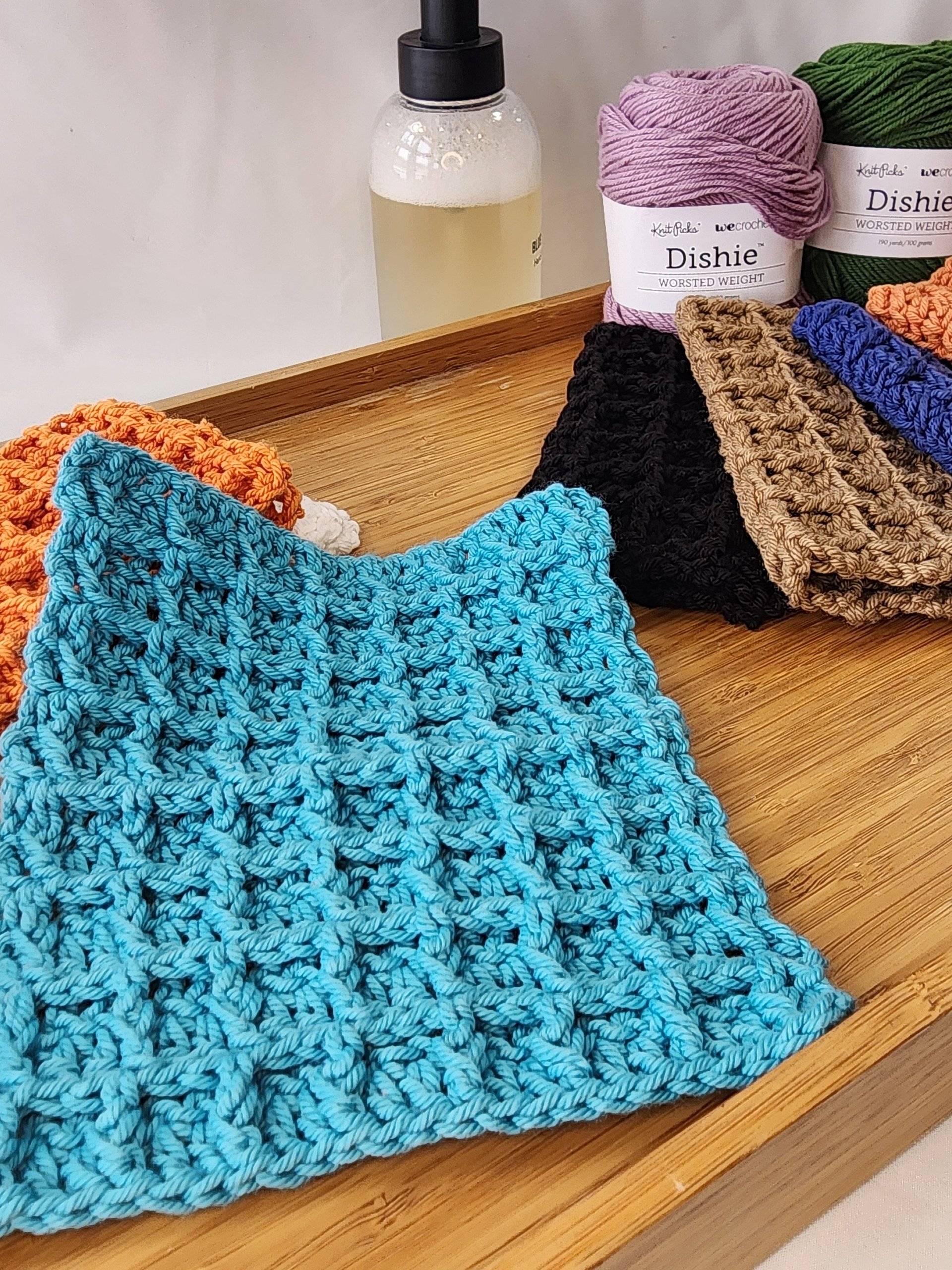 Crochet Cotton Dish Cloths 2-Pack: Waffle Stitch Kitchen Washcloths product image (1)