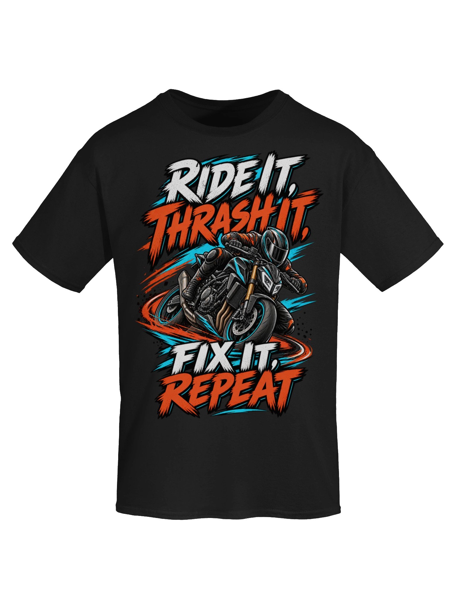 Ride It Thrash It Fix It Repeat Streetfighter Motorcycle T-Shirt product image (5)