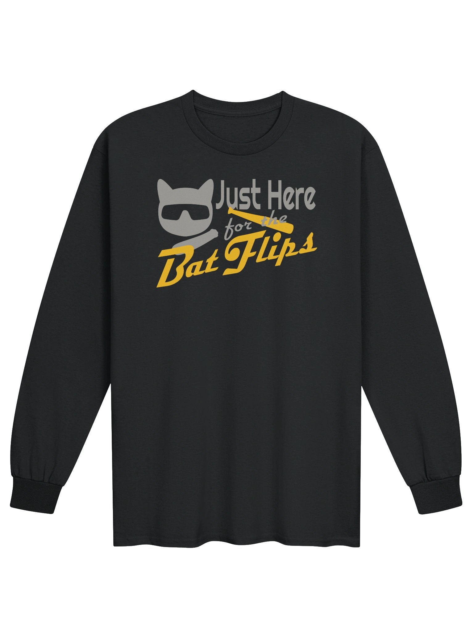 Baseball Cat (Just Here for The Bat Flips) - Unisex Adult Long Sleeve T-shirt product image (1)