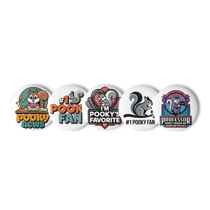 Original Pooky Artwork Buttons: Set of Five -u product image (1)