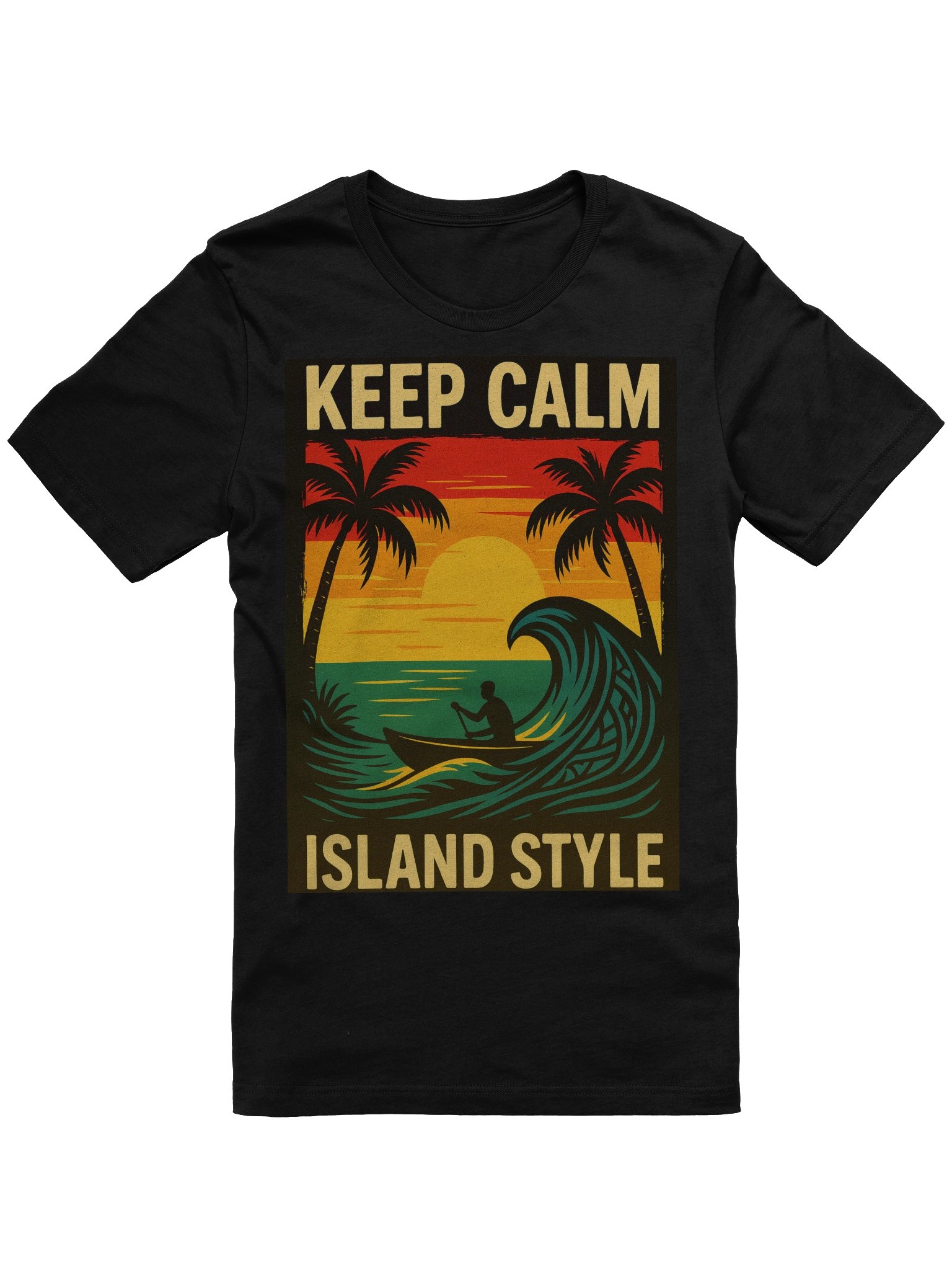 Keep Calm Island Style Hoodie – Tropical Sunset Ocean Wave | Island Life Graphic Hoodie product image (1)