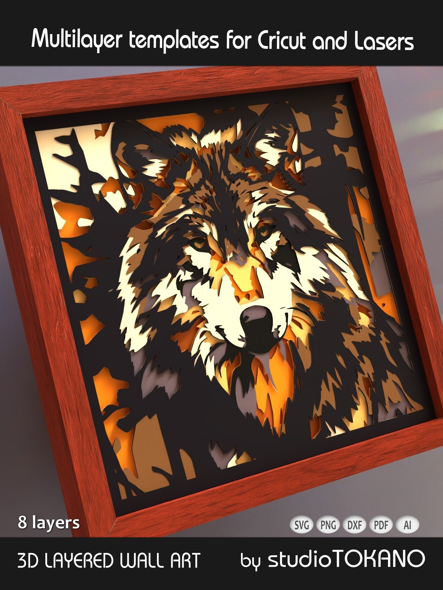 Wolf Shadow box SVG product image (3)