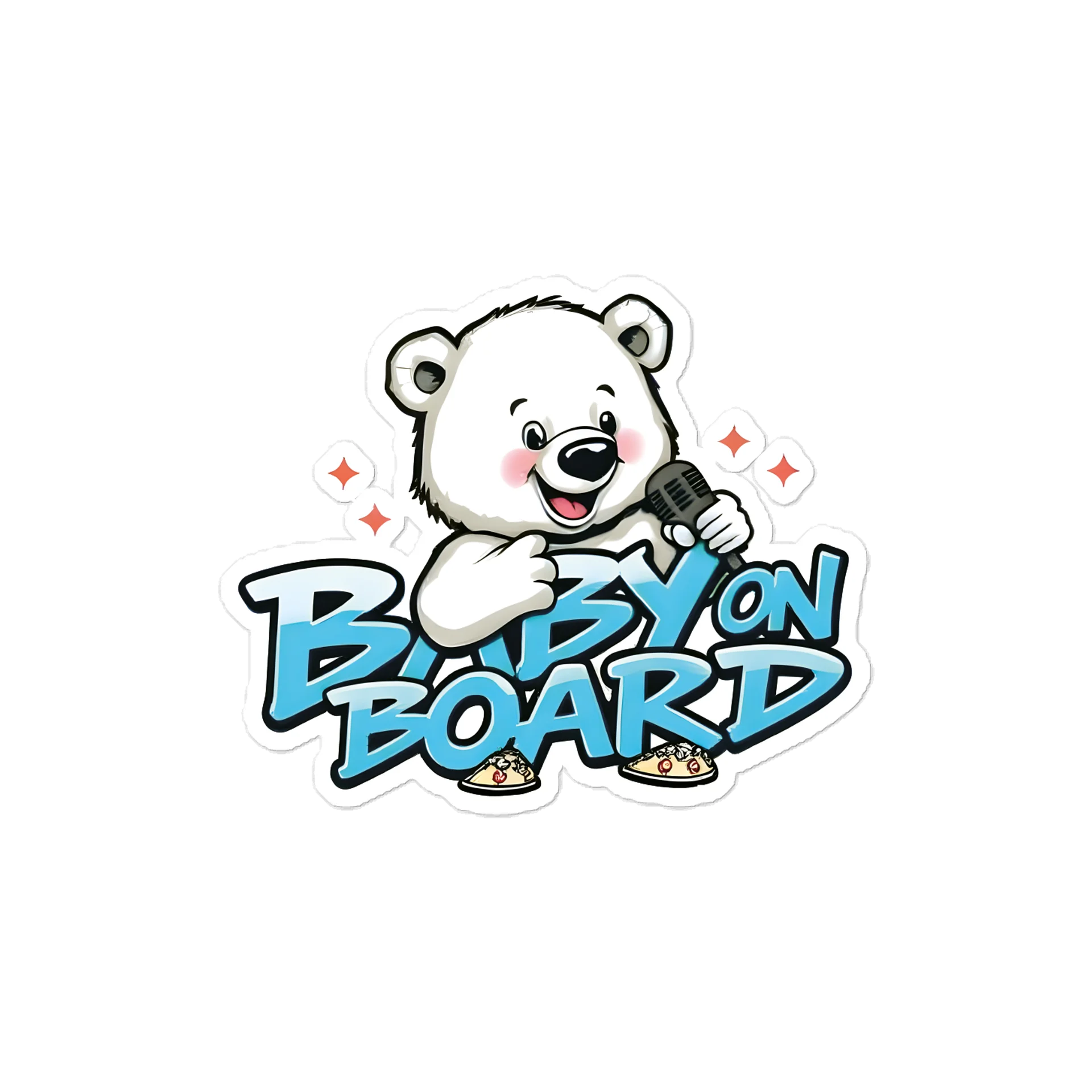 Urban Polar Bear Baby On Board Car Decal - 5x5 Premium Streetwear Vinyl Sticker - Aesthetic Hip Hop Polar Bear Graphic for Cars, SUVs & Trucks product image (1)