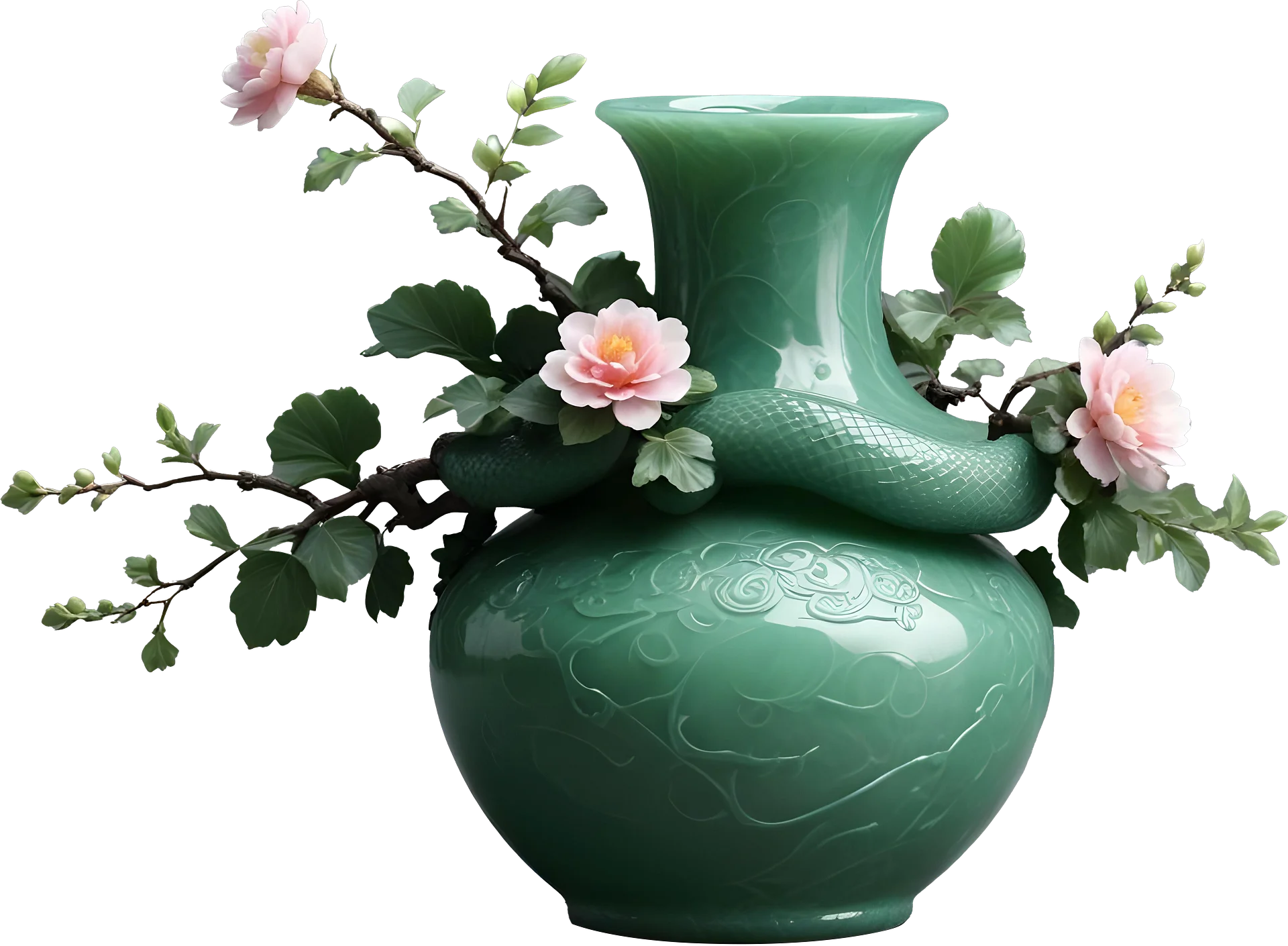 Celestial Jade Vase – Serpent Harmony PNG product image (1)