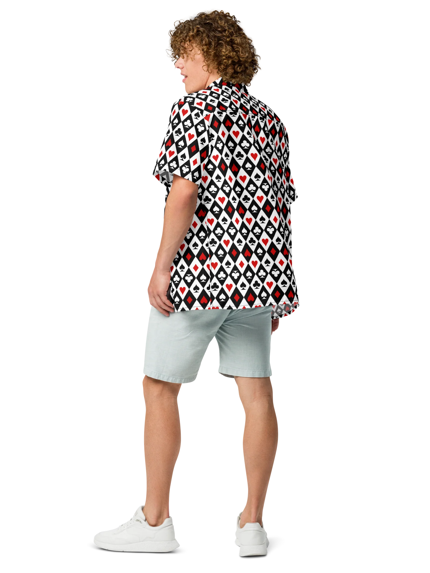 Retro Playing Card Suits Argyle All-Over Print Unisex Button Shirt product image (4)