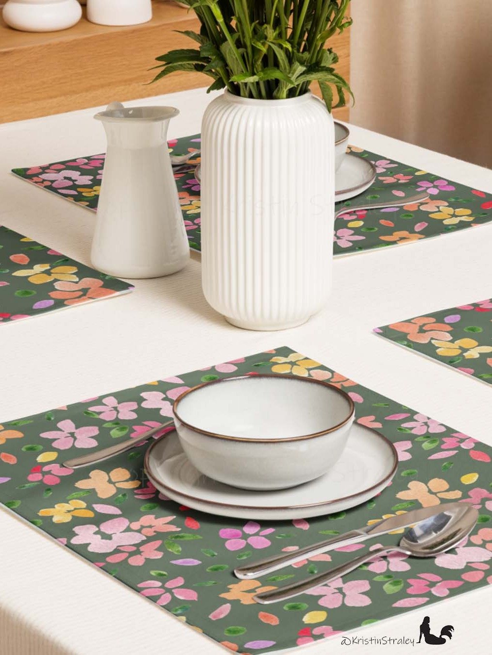 Spring Flowers on Olive Green Placemat Set of 4 product image (5)