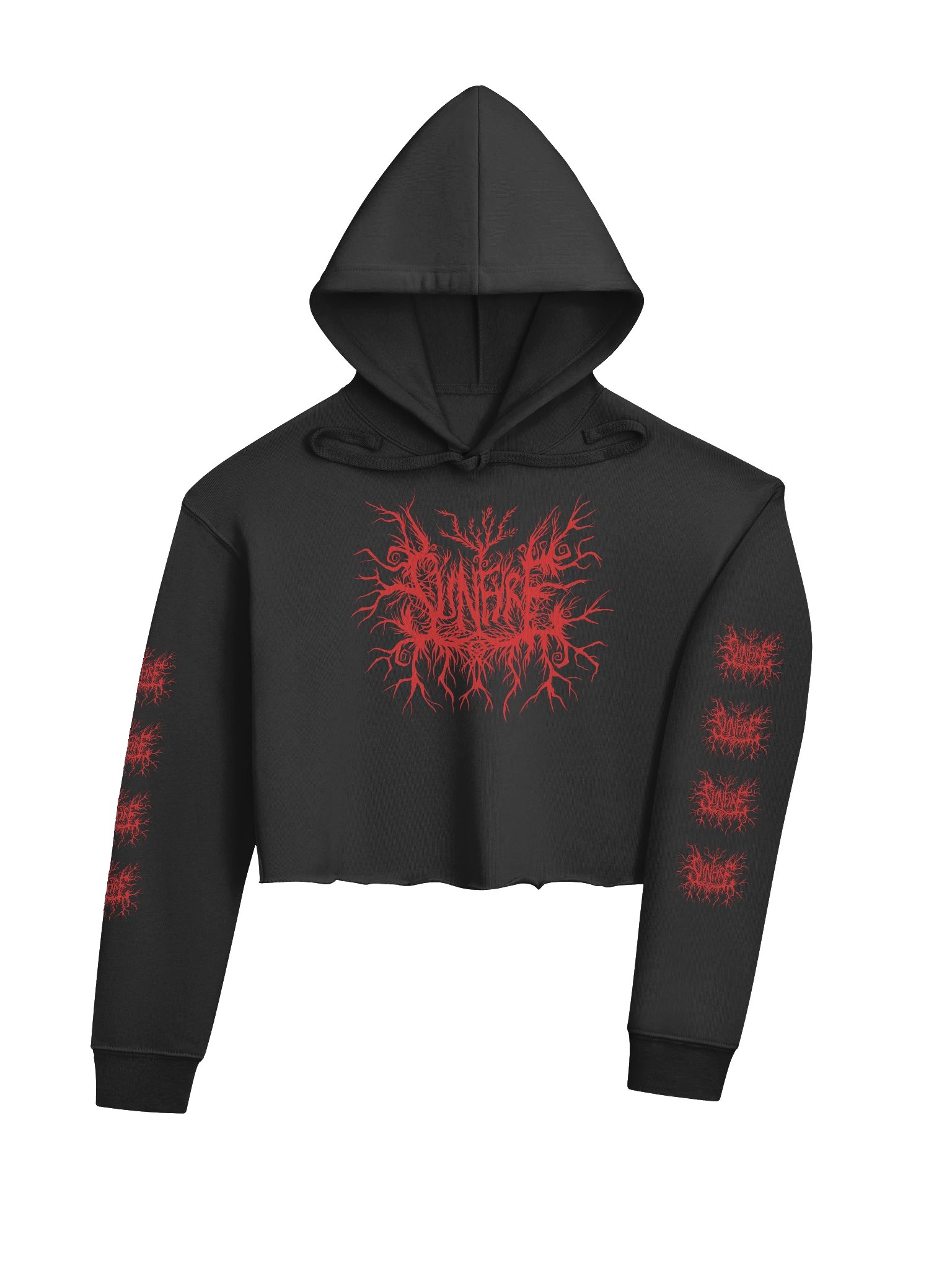 Sunfyre Red Metal Logo Crop Hoodie product image (4)
