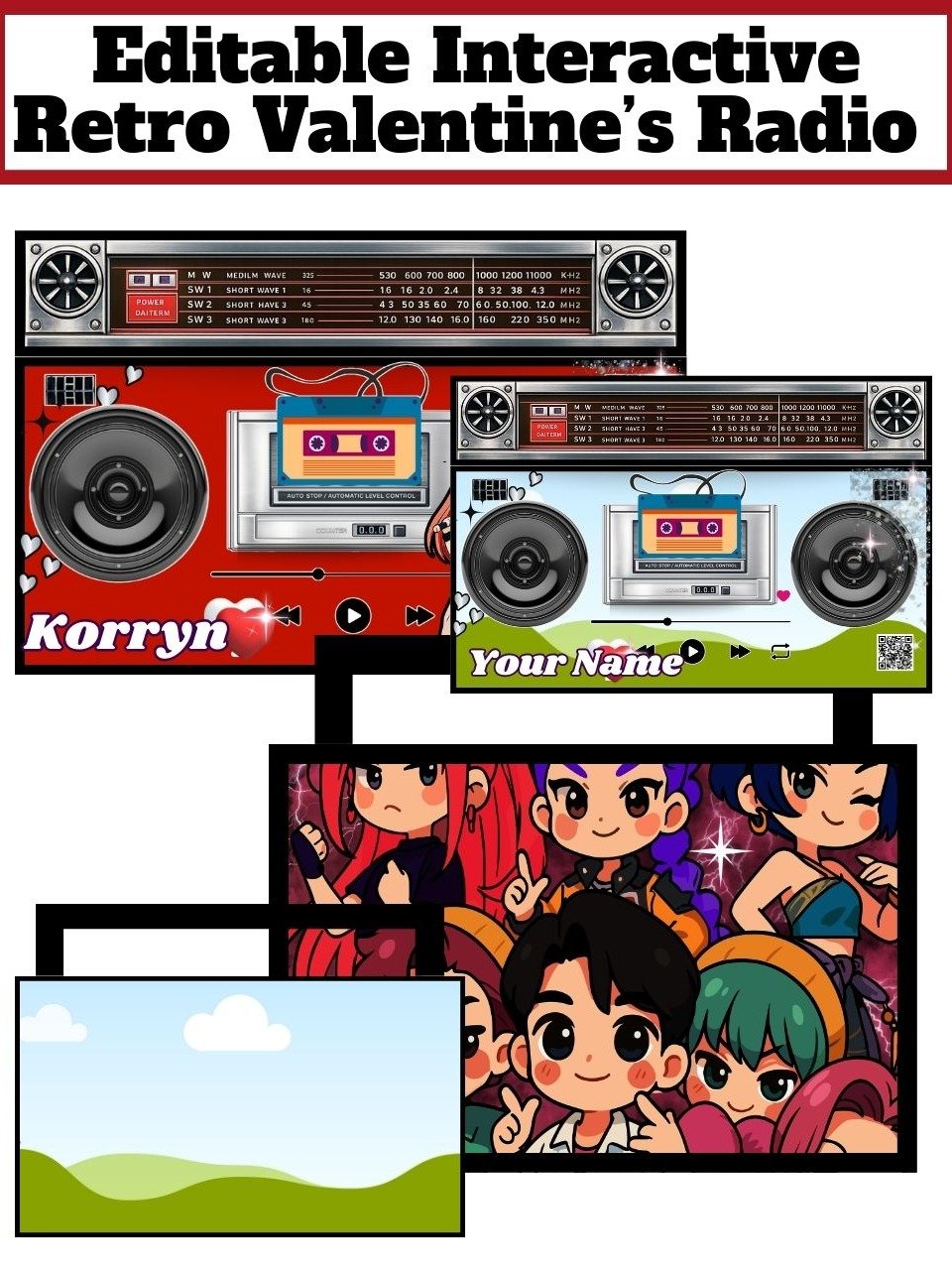 Members Only - Interactive Hip Hop Retro Radio Valentine’s Day Gift Basket Template | Editable Canva DIY | Instant Download | QR Code - BONUS DT Party Favor Templates product image (1)