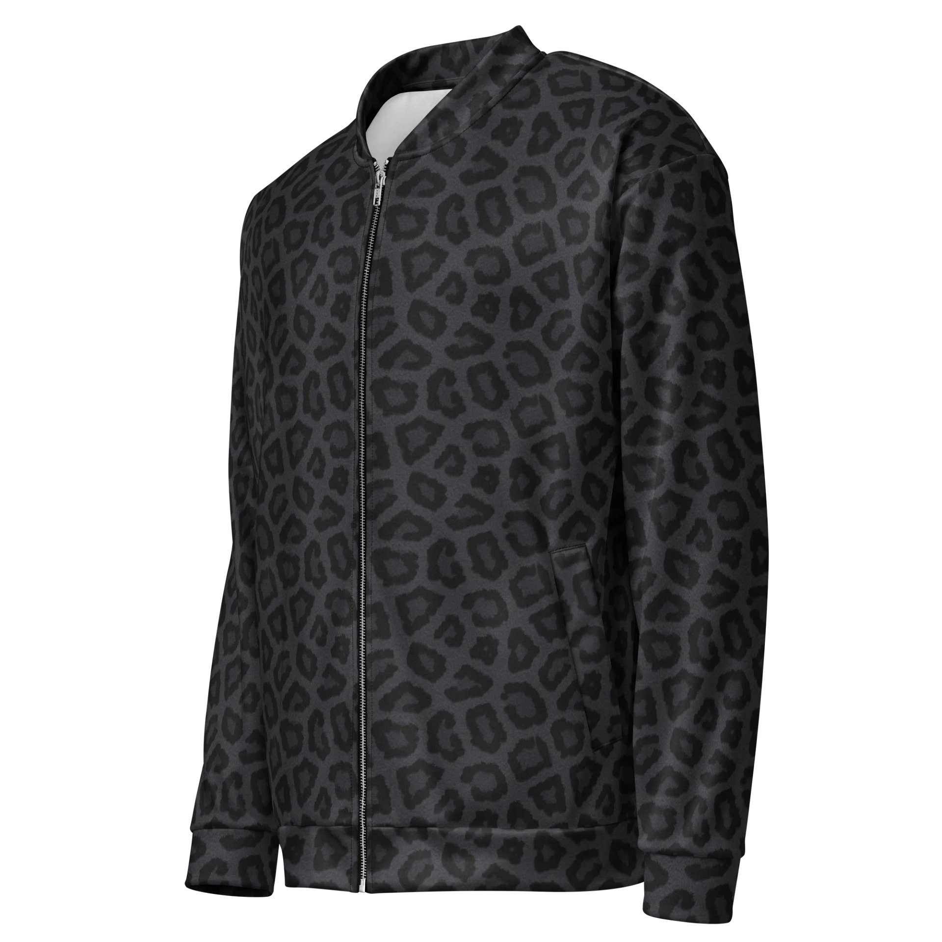 Comfortable Bold Black Leopard Print Bomber Jacket product image (3)